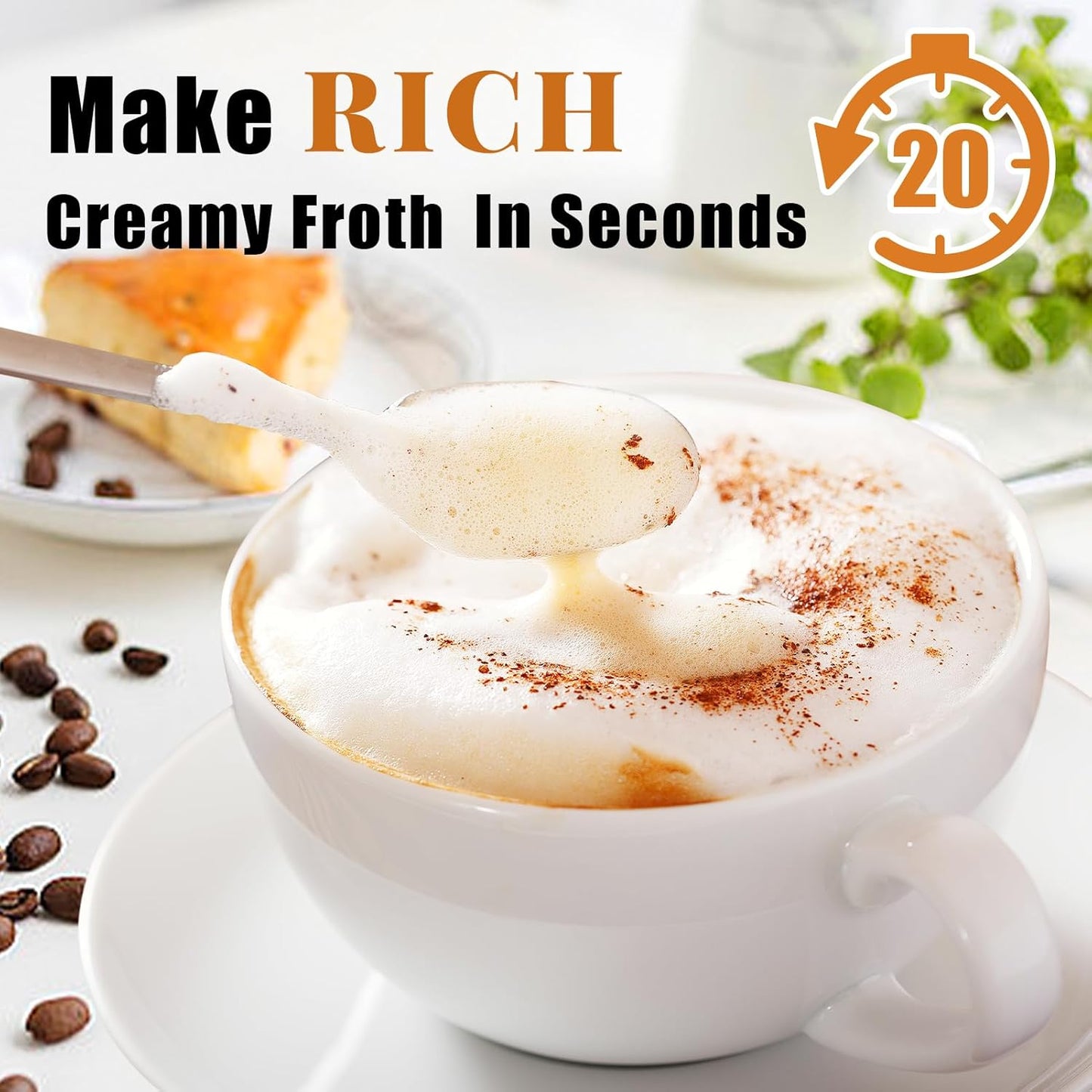 Nahida Light Purple Milk Frother Wand for Coffee, Frother Handheld Rechargeable Electric Whisk with 3 Heads 3 Speeds Drink Mixer Coffee Frother Foam Maker For Latte, Cappuccino, Hot Chocolate, Egg