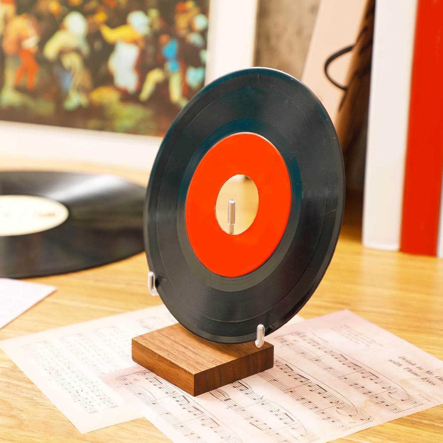 Wenqik 4 Pcs Crystal Display Stand Adjustable Metal Arms Small Rock Display Stand with Wooden Base Geodes Rock Agate Mineral Easel Holder for Collectibles(1.97 x 1.97 x 3.15 Inch)