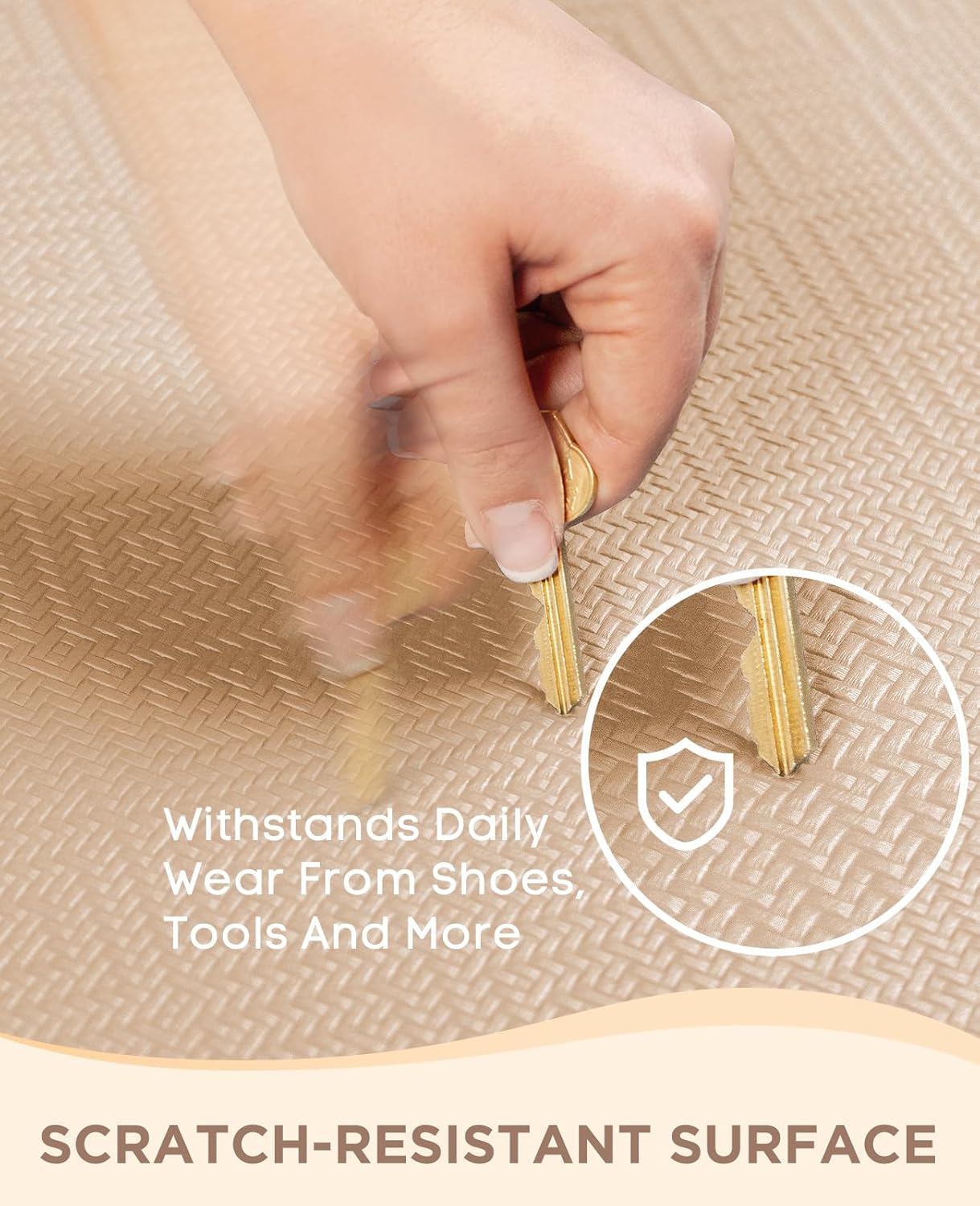 Ophanie Kitchen Mats for Floor, 3/4 Inch Thick Kitchen Rugs, 24'' x 70'' Anti Fatigue Standing Cushioned Mat, Waterproof,Comfort Ergonomic Mat for Office, Home, Sink, Beige Non-Slip Bottom