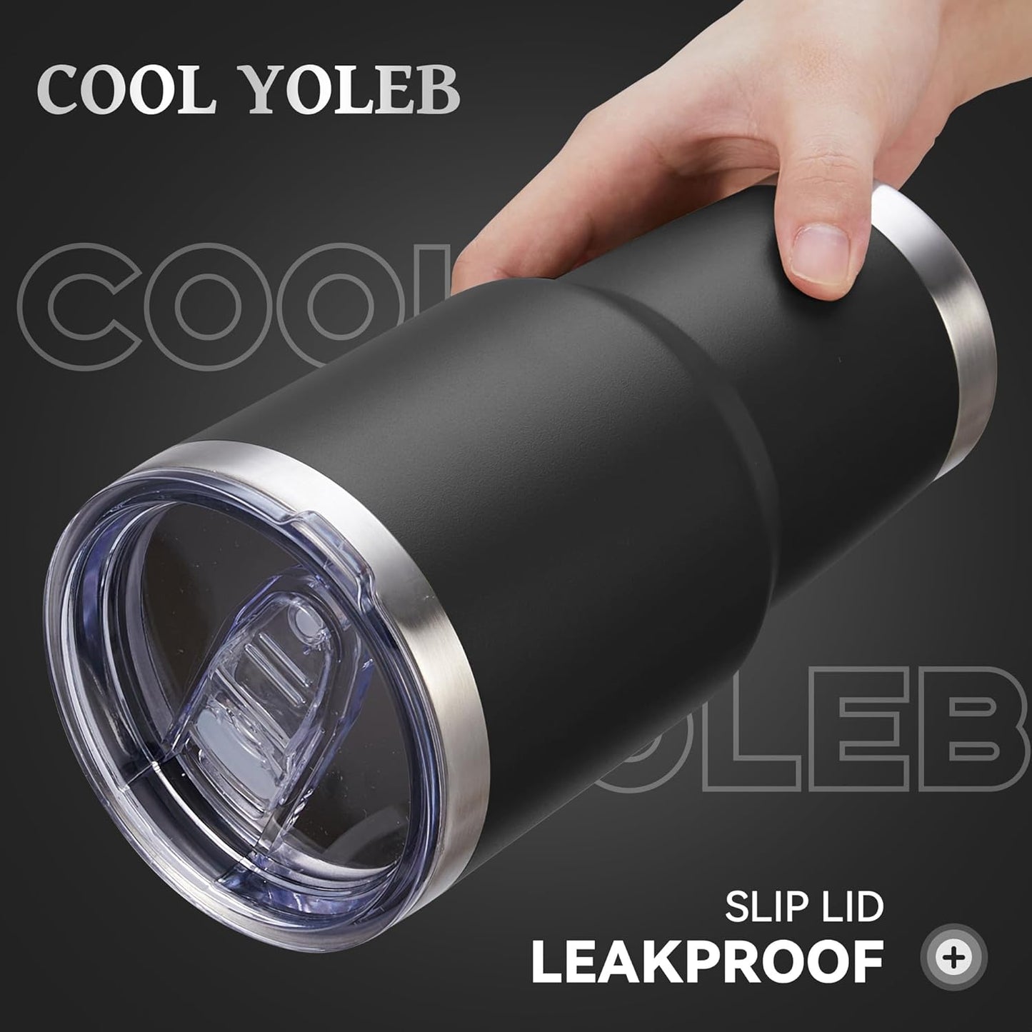 30 oz Tumbler with Lid Stainless Steel Tumblers Vacuum Insulated Cup Reusable Powder Coated Travel Mug Double Wall Leak Proof Portable Cups Keep Cold Drinks for 12 Hours, Black, 1 Pack