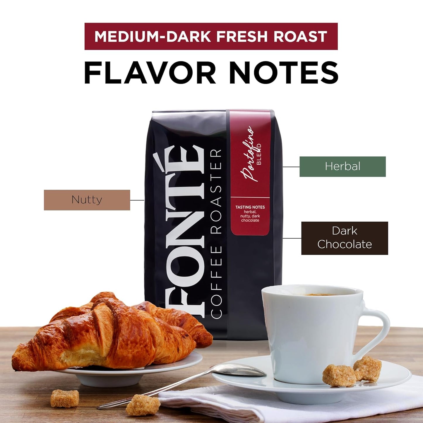 Fonte Coffee Roaster - Whole Bean Coffee - Medium-Dark Fresh Roast - Roasted in Seattle - Single Origin - Herbal, Nutty, Dark Chocolate - 12 oz - Portofino