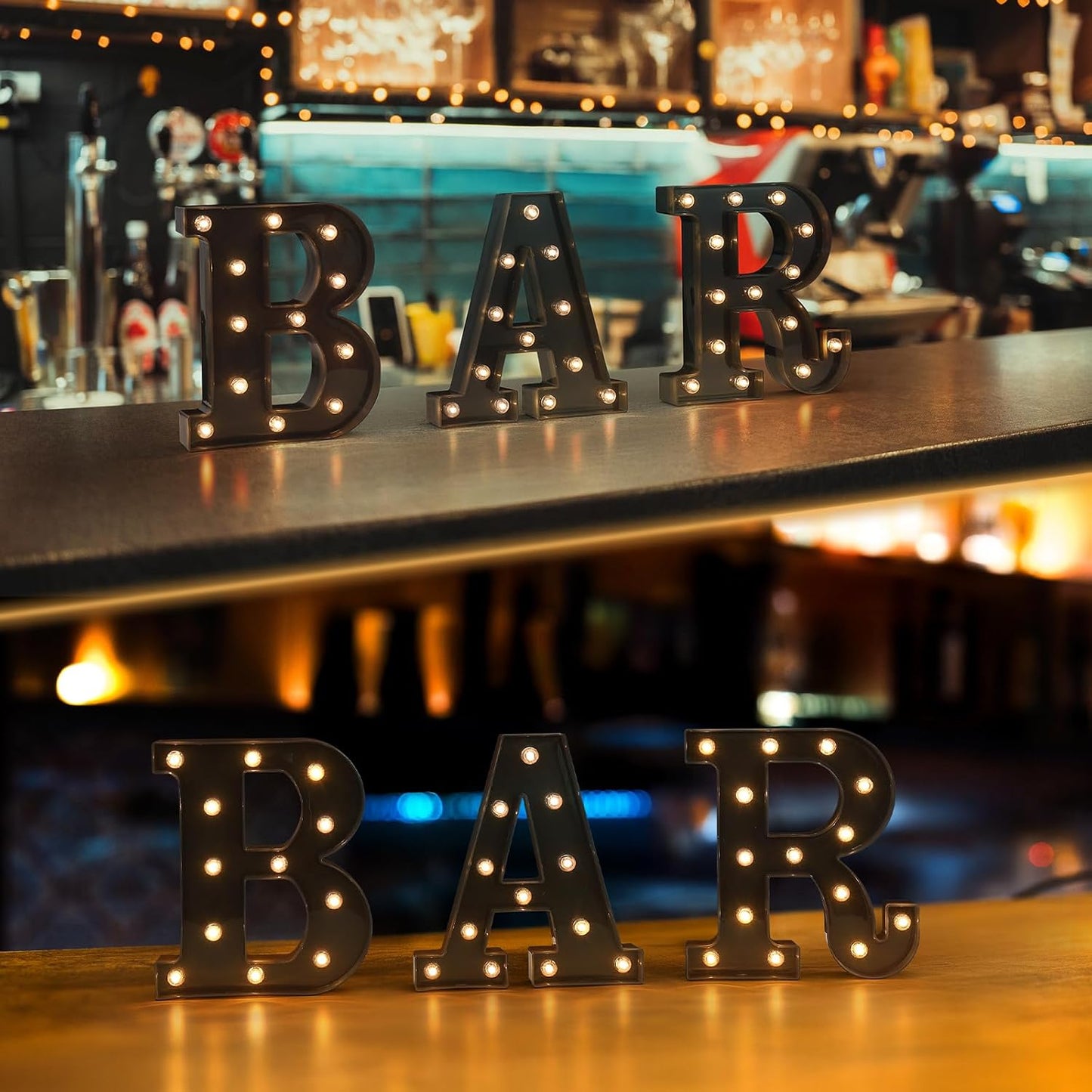 Foaky Black LED Letter Lights for Room Decor - Bedroom Wall Decor, Alphabet Lights for Home, Wedding, Party - Battery Operated （W）