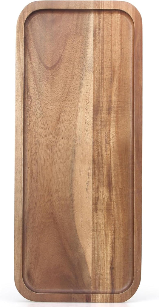 Small Wooden Serving Platters Acacia Charcuterie Boards Rectangle Wood Tray Home Decor Serving Cheese Board Appetizer Snack Plates Kitchen Dinner Platter for Food Dish Rectangular Cake Dessert Trays