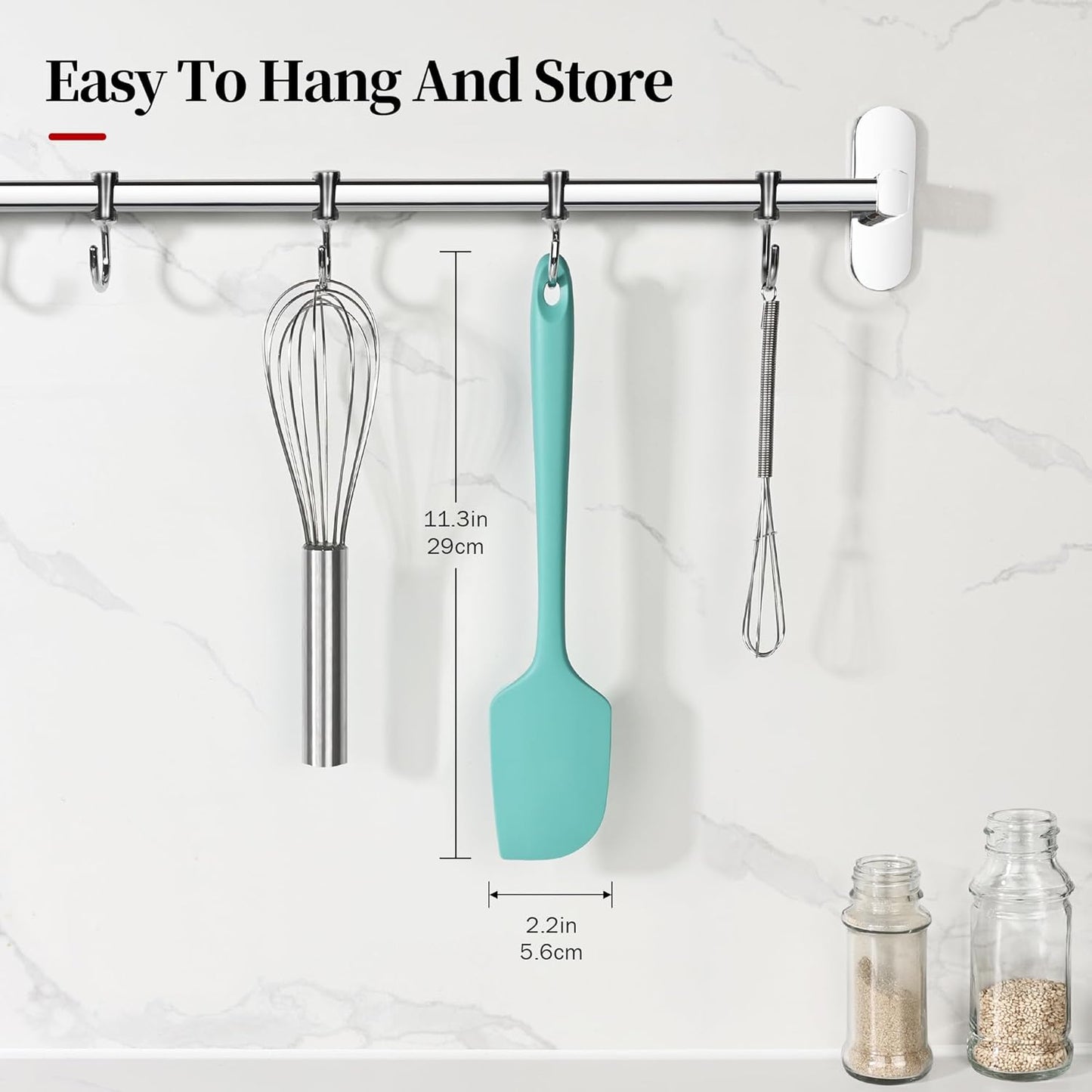 600ºF Heat Resistant Spatula, 11.34 inch High Heat Food Safe Semless Kitchen Silicone Scraper for Cooking Baking Mixing Scraping Stirring Nonstick Cookware Pan Bowl (Aqua Sky)