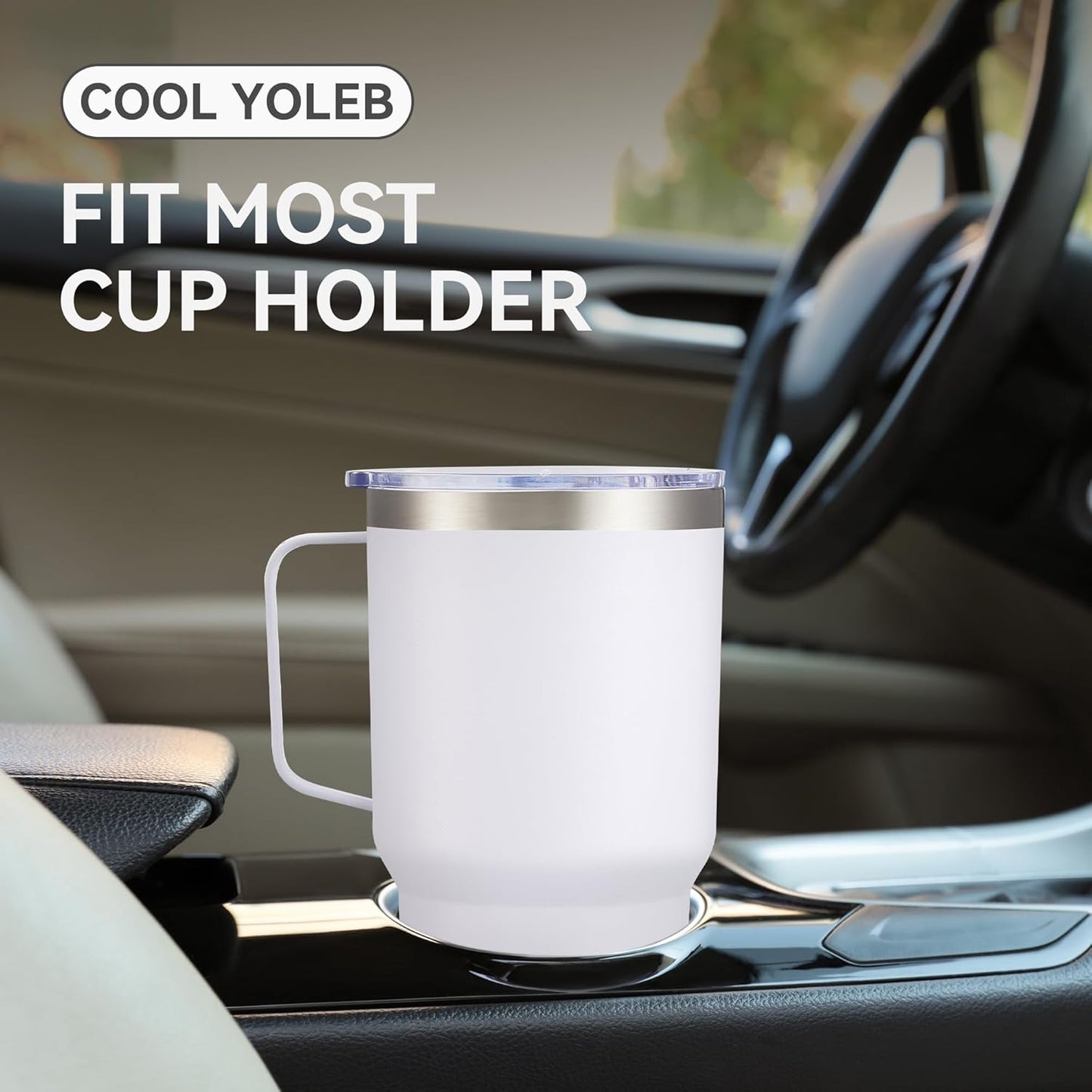 30 oz Tumbler with Handle and Lid, Stainless Steel Tumblers Bulk Double Wall Vacuum Insulated Travel Mug Leak Proof Cup Keep Drinks Cold and Hot White, 4 Pack