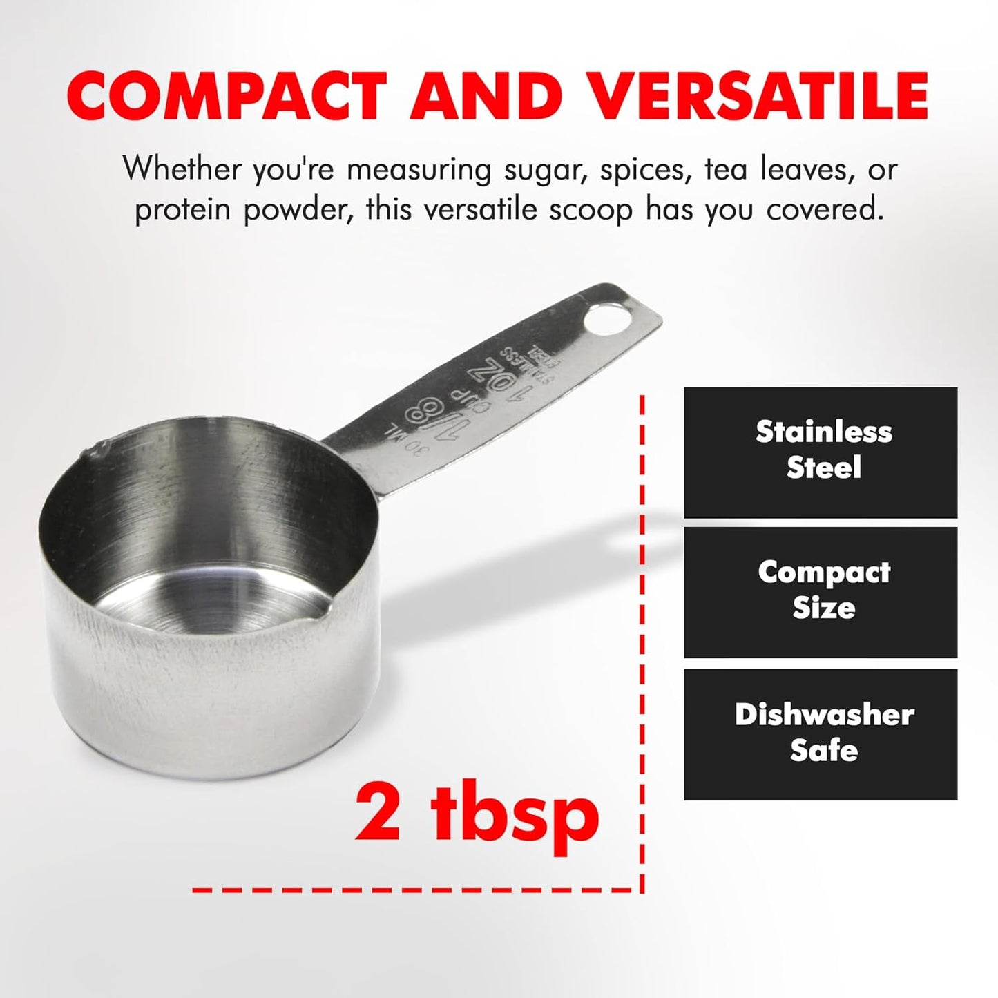 Chef Craft Select Coffee Measurer, 4 inch 2 tbsp, Stainless Steel (Pack of 2)
