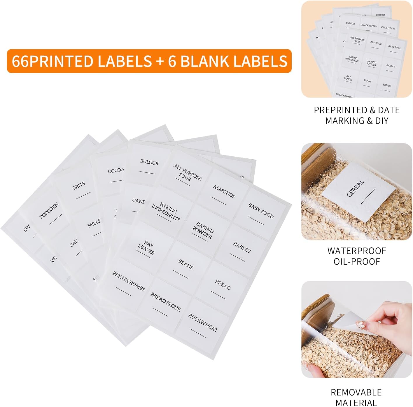 Glass Food Storage Containers with Lids 6 Pack 4 Inch Wide Mouth, 34 Oz High Borosilicate Glass Jars for Coffee Bean, Candy, Cookie, Flour, Square