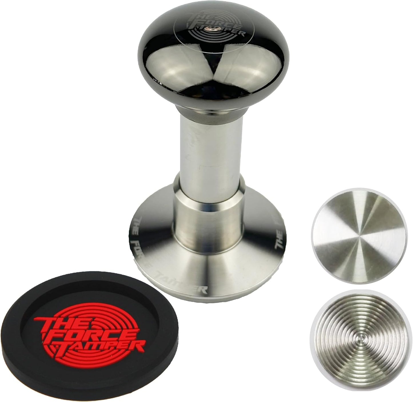The Force Tamper Automatic Impact Coffee Tamper Adjustable Const Pressure and Autoleveling Extend Set New (Jelly-Black Mirror AL, 54.00mm)