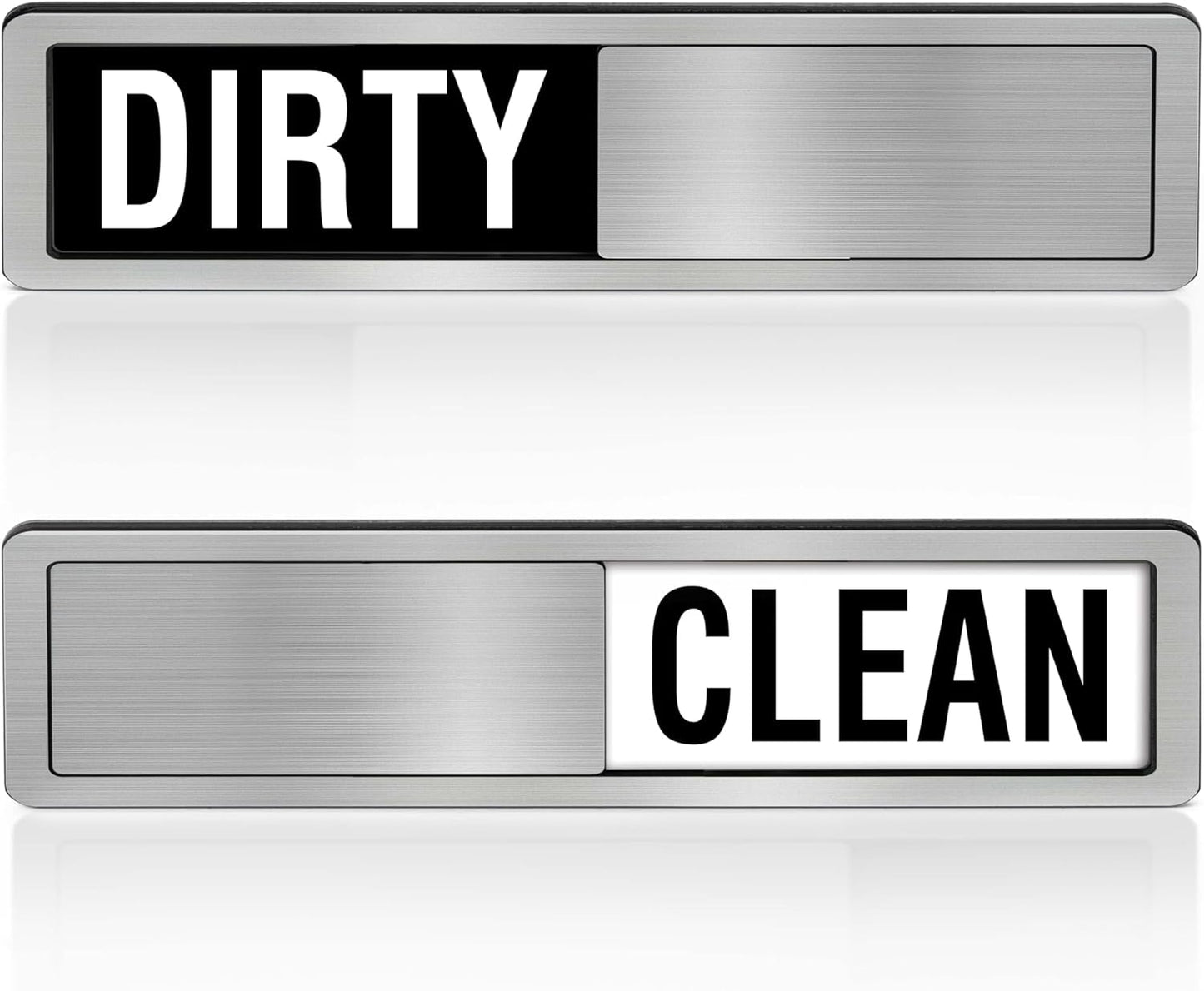 Dishwasher Clean Dirty Sign-Dishwasher Magnet Stainless Steel Clean Dirty Sign for Kitchen Organization Farmhouse Dishwasher Slide Indicator, Optional Adhesive Stickers