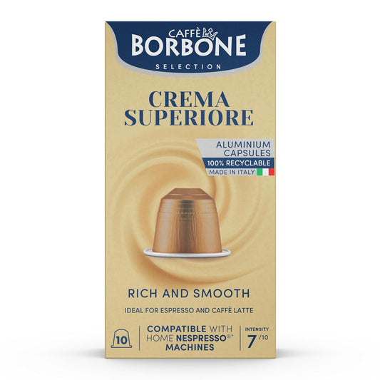 Caffe Borbone Aluminum Coffee Pods, Compatible with Nespresso Original Machines, Crema Superiore, Medium Roast, Creamy and Smooth, Genuine Italian Coffee - 50 Count