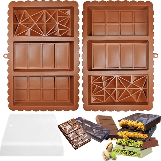 Chocolate Bar Mold - Food Grade Silicone Chocolate Molds, Non-Stick & Easy to Release Deep Mold for Dubai Pistachio Chocolates, Candy, Snacks, Desserts, Resin Art, Dishwasher Safe (2)