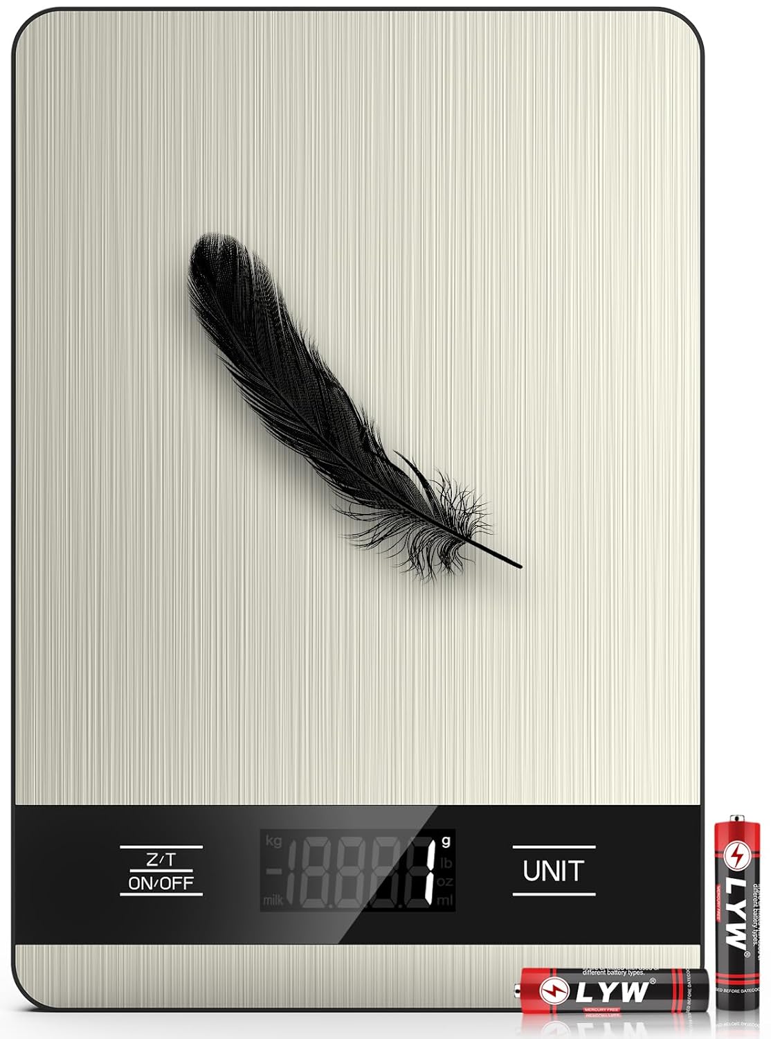 Mik-Nana Food Scale, 11lb Digital Kitchen Scale with LCD Display 6 Units Tare Function, Stainless Steel Weight Grams and Ounces for Baking, Cooking and Meal Prep (Batteries Included)