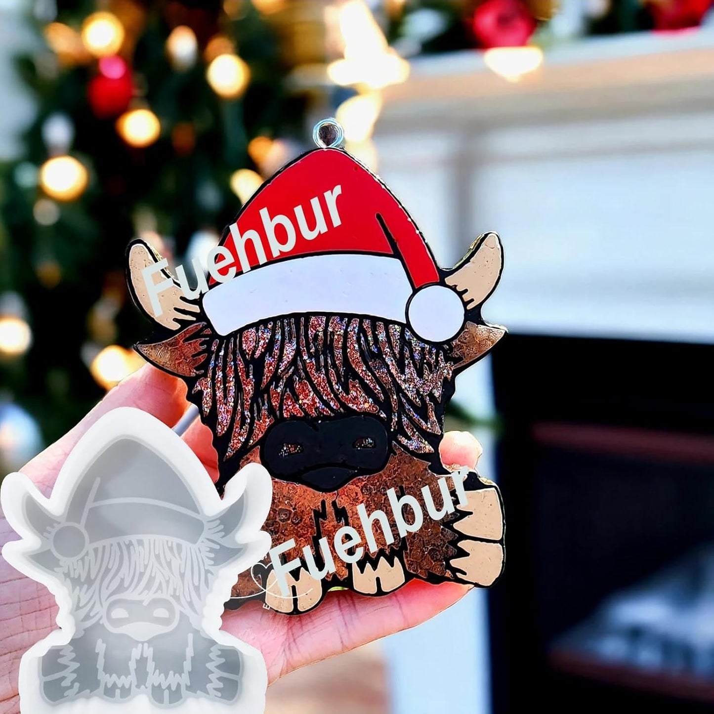 【300+ Design Optional】 Fuehbur Baby Highland Cow Car Freshies Silicone Mold - Air Freshie - Aroma Bead Freshener - Candle Soap Mould - Oven Safe