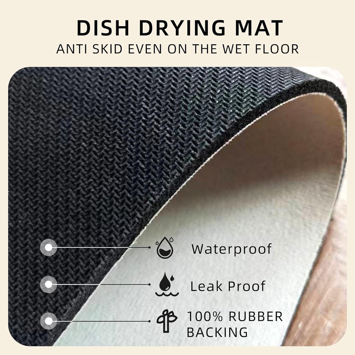 Dish Drying Mat Diatomaceous Earth Soft Coffee Mat Silicone Dish Drying Mat for Kitchen Counter or Sink for Kitchen Bathroom Coffee Bar (Linear Pattern, 16 x 24 Inches)