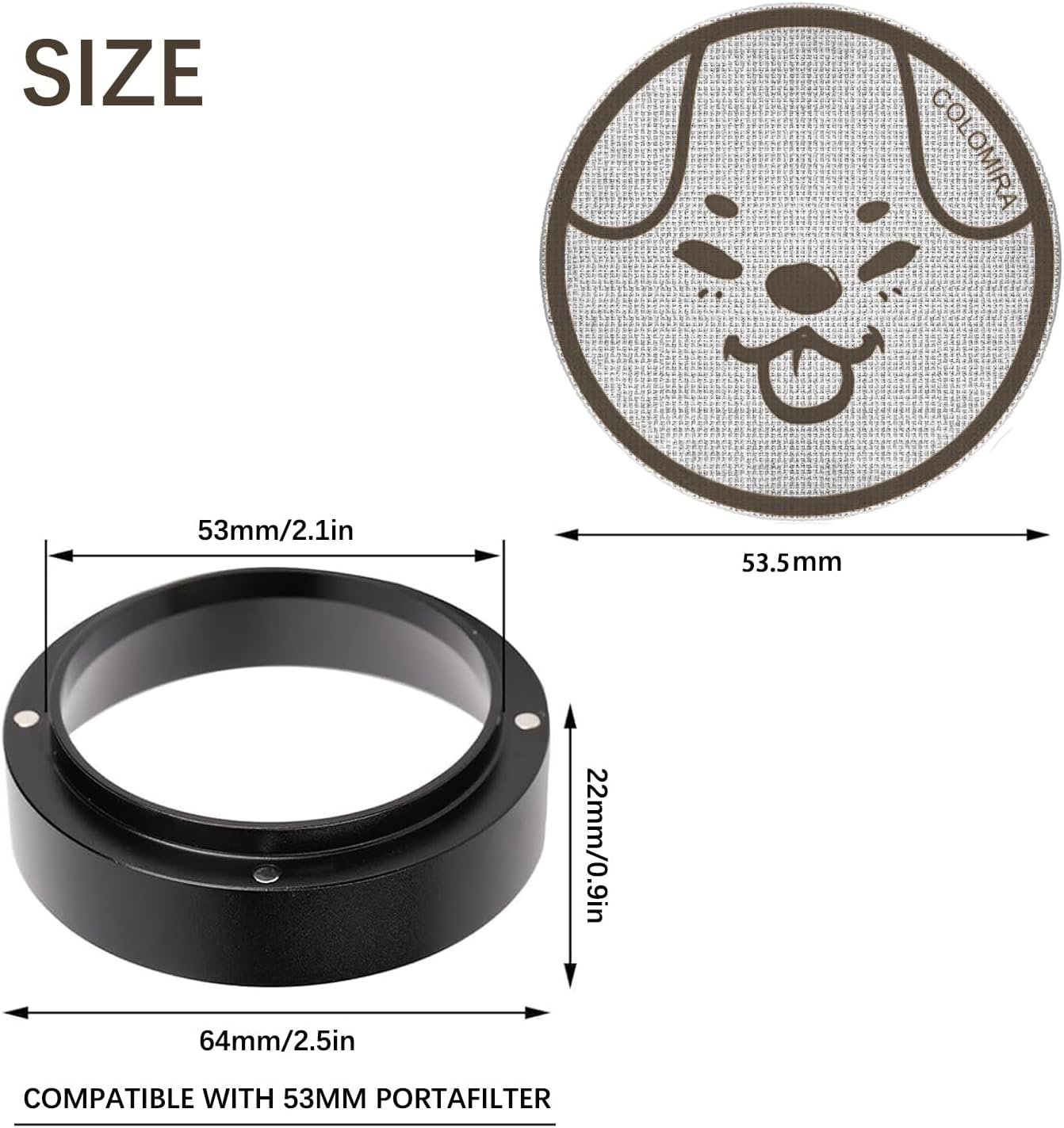 54mm Espresso Accessories Kit, Dosing Funnel and Puck Screen Set, Magnetic Coffee Funnel, 53.5mm Reusable Espresso Puck Screen, Espresso Tools(Doggie)