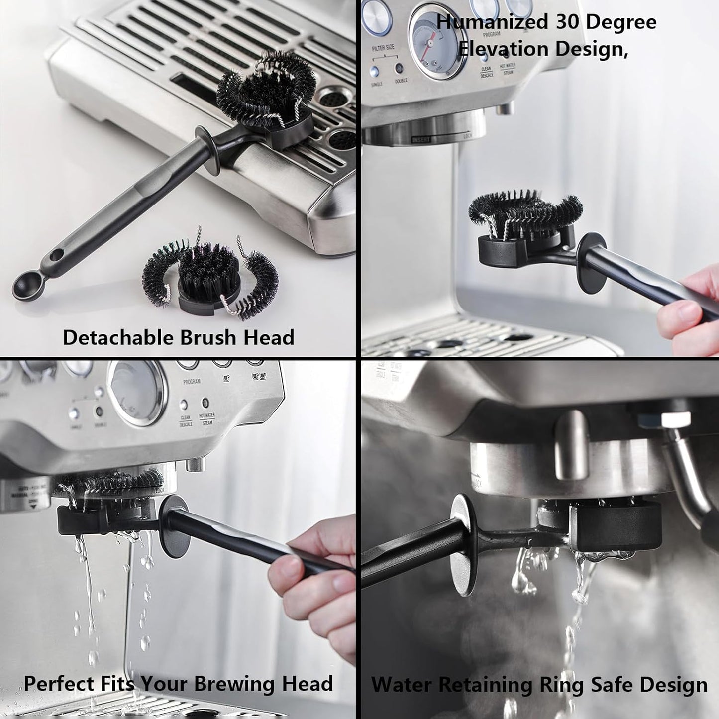 Espresso Coffee Machine Cleaning Brush Kit with Portafilter Cleaning Disc (Brush and Disc for 51mm Coffee Machine)