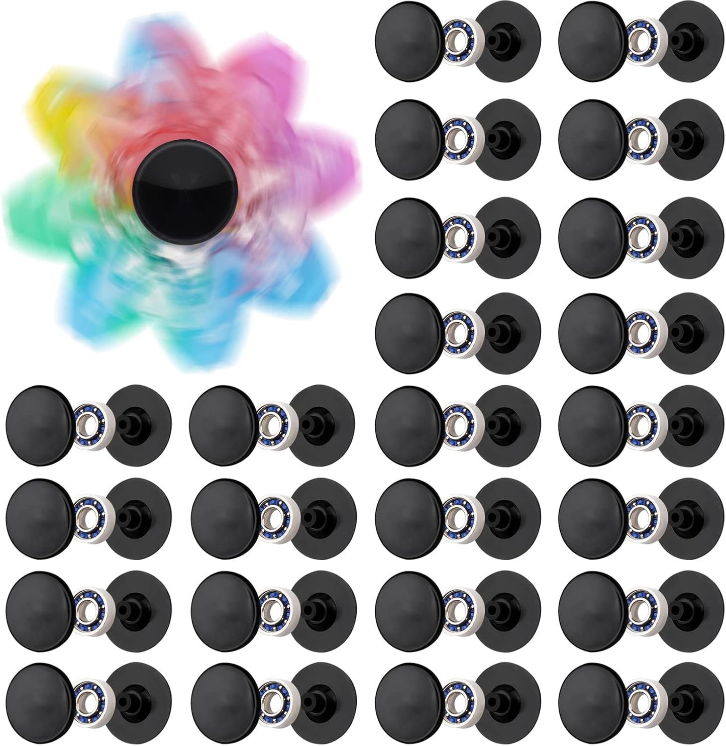 NiArt Fidget Spinner Toy DIY Bearing with Caps Set 24-Pack, MR137 0.5" Single-Sealed Chrome Steel Bearing Balls Replacement High Speed 13mmx7mmx4mm Epoxy Resin Casting Craft Skateboard Stress Reliever