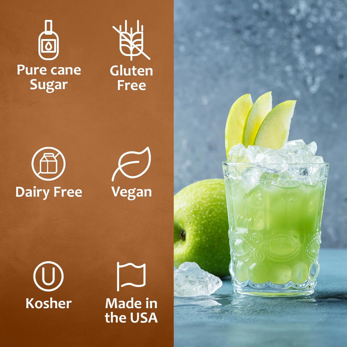 Syruvia Green Apple Syrup - Premium Flavoring Syrup for Tea, Italian Sodas, Beverages, Desserts, Ice Cream, Cocktails & Mocktails - Kosher, Gluten Free - 25.4 fl oz.