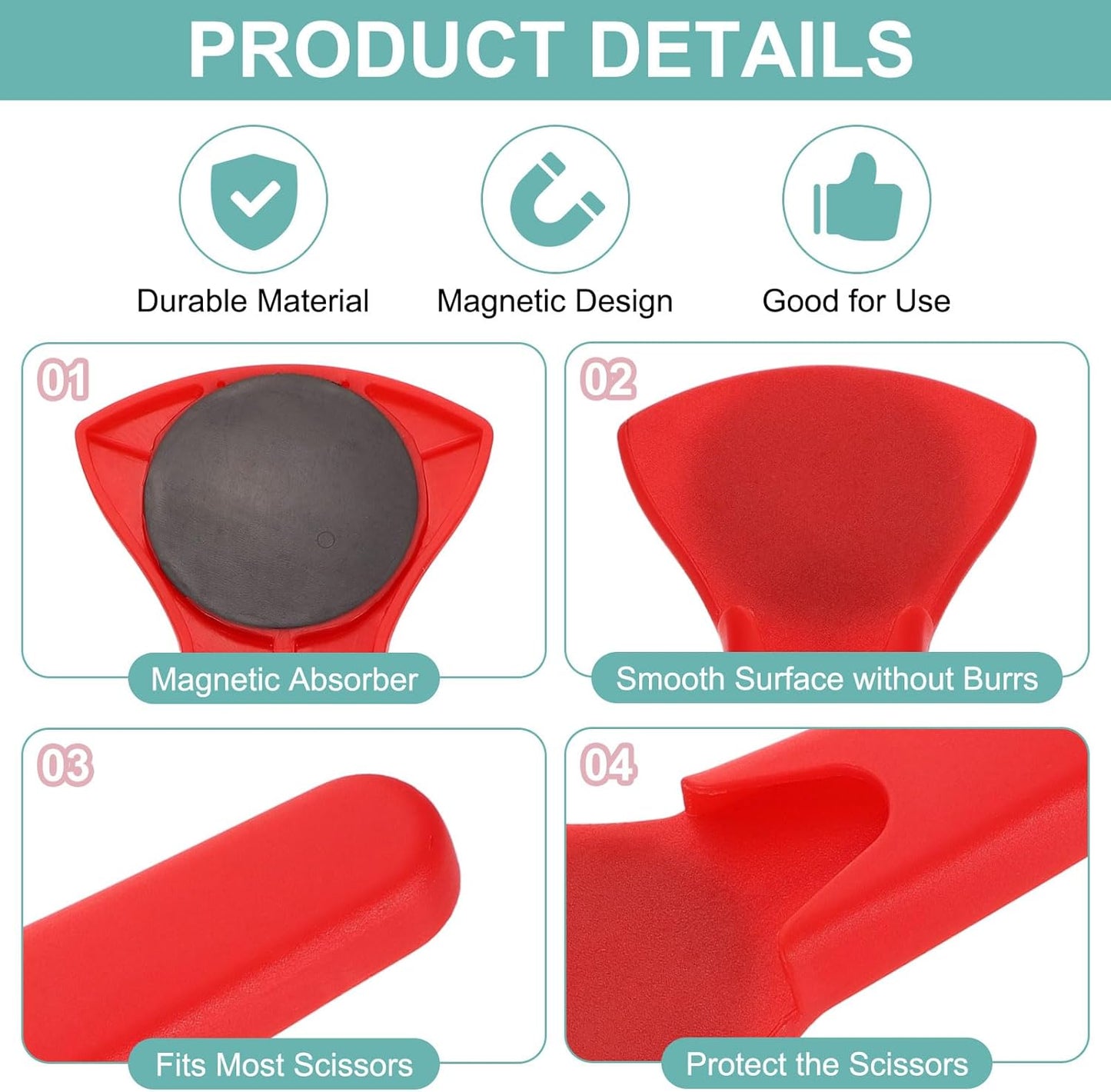 uxcell 2 Pcs Magnetic Scissor Holder, 7.48" x 3.46" Plastic Scissors Cover Durable Waterproof Protector Portable with Round Magnetic Absorber for Kitchen Shears, Red