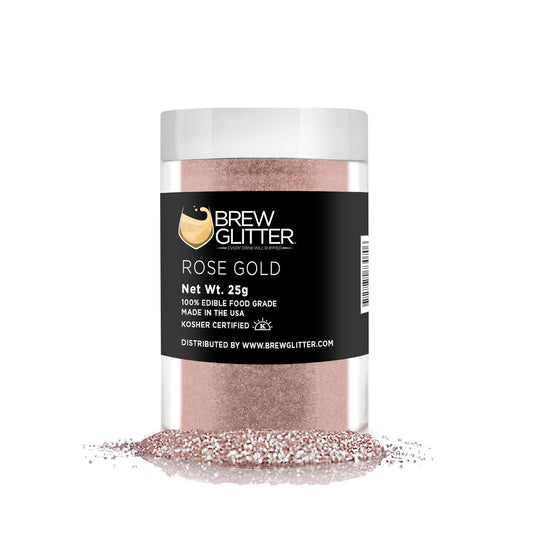 Rose Gold BREW GLITTER Edible Glitter For Drinks, Cocktails, Beer, Garnish Glitter & Beverages | KOSHER & HALAL Certified | 100% Edible & Food Grade | Vegan, Gluten, Nut Free (25g, Rose Gold)