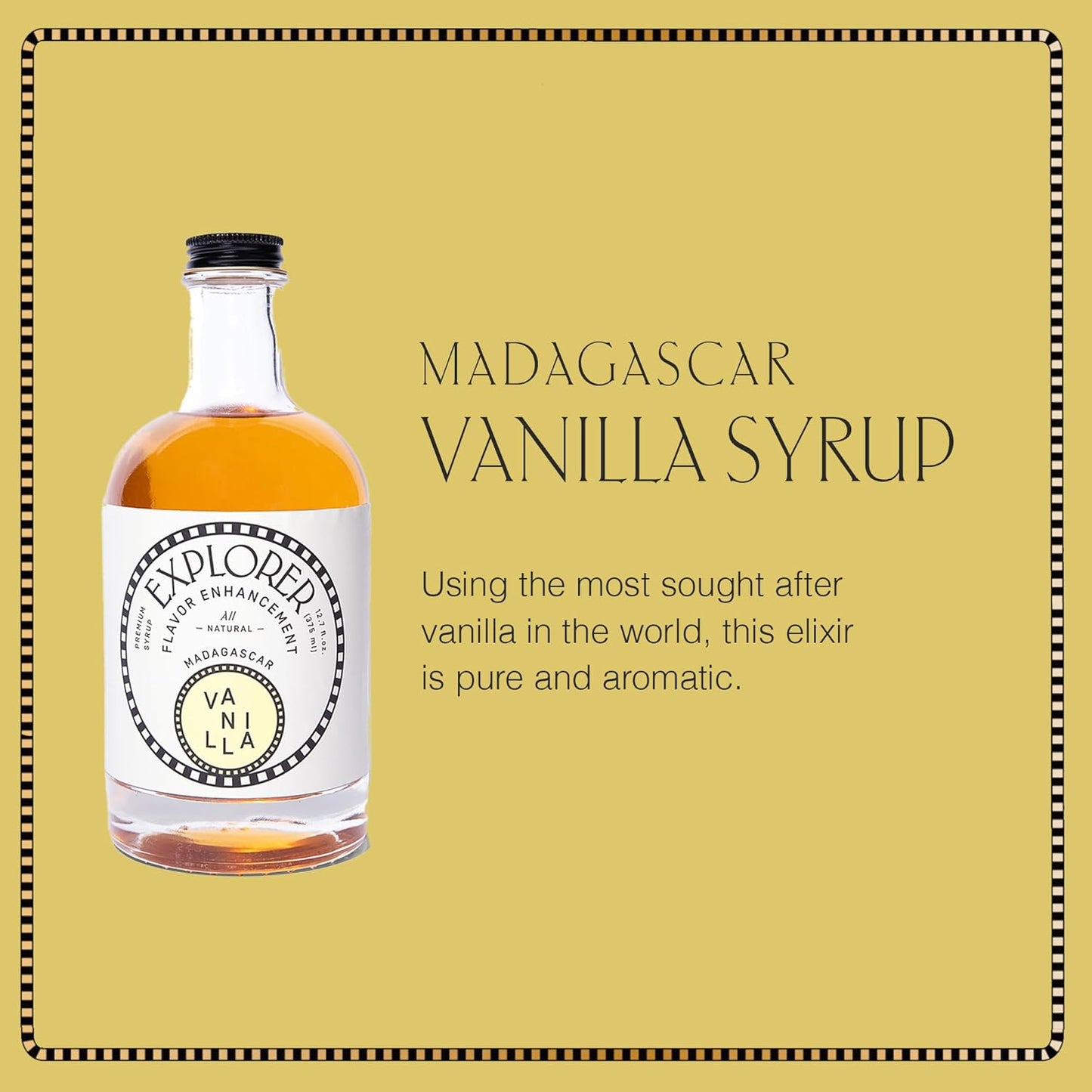 Explorer Vanilla Coffee Syrup Flavor, All Natural Gluten Free Flavoring for Drinks, Lattes, Cocktails & Shakes, 12.7 fl oz