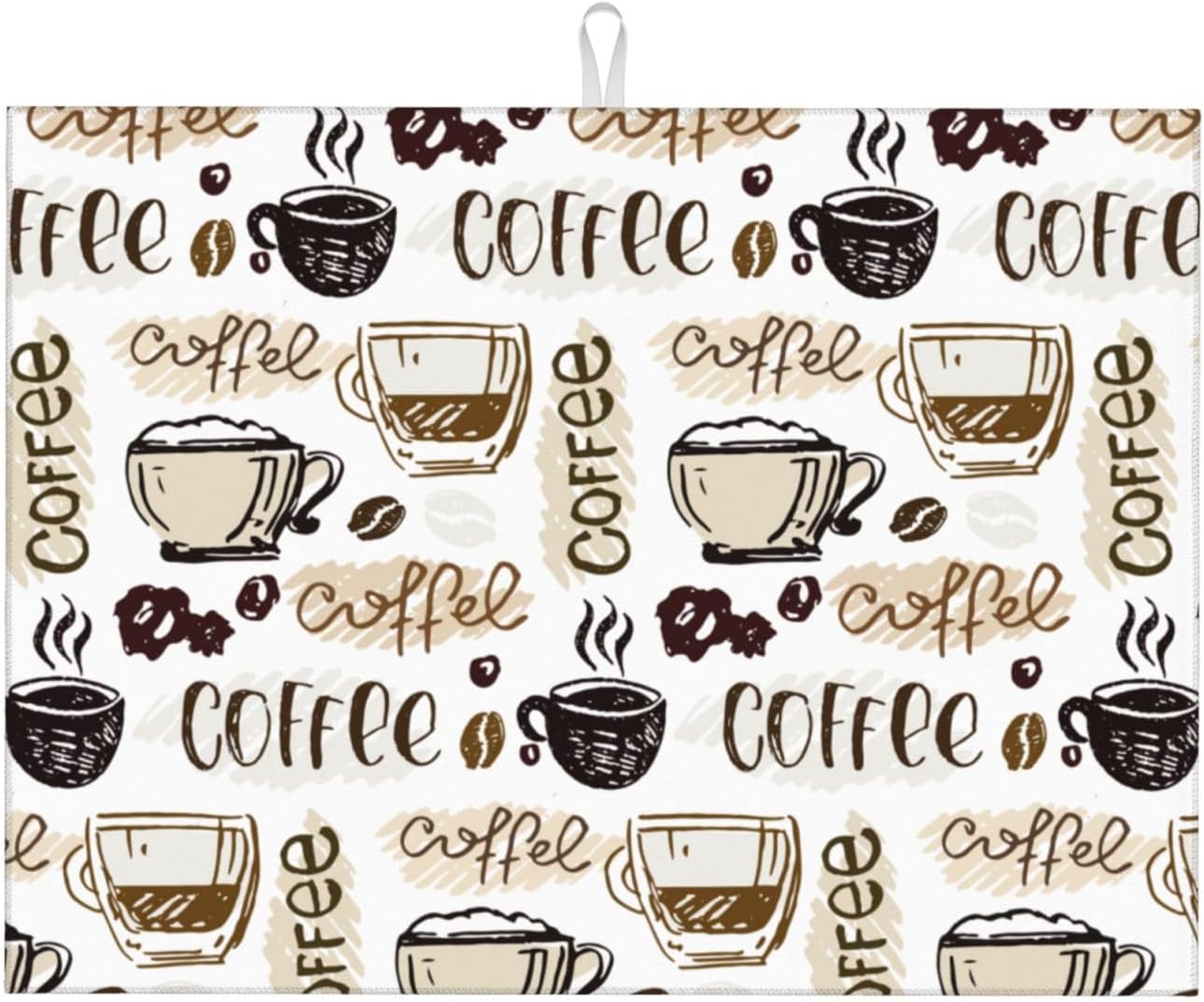 Coffee Dish Drying Mat 18 x 24 Inch, Coffee Drying Mat Absorbent Reversible Microfiber Coffee Kitchen Mat Dish Rack Pad Dish Drainer Mat Brown Coffee Mat for Kitchen Counter Coffee Bar