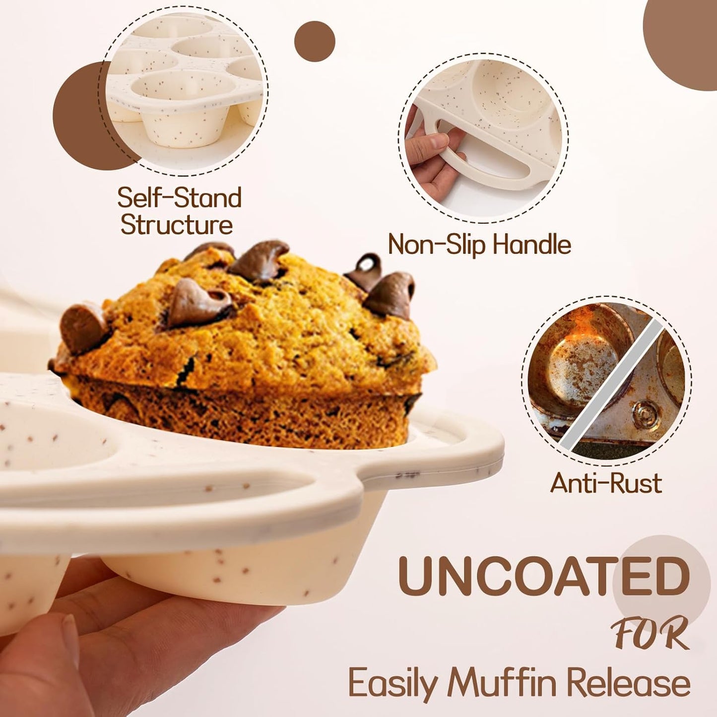 Silicone Mini Muffin Pan, 24 Cups Muffin Tin Baking Mold With Reinforced Stainless Steel Frame Inside, Nonstick Bakeware Cupcake Pan BPA Free