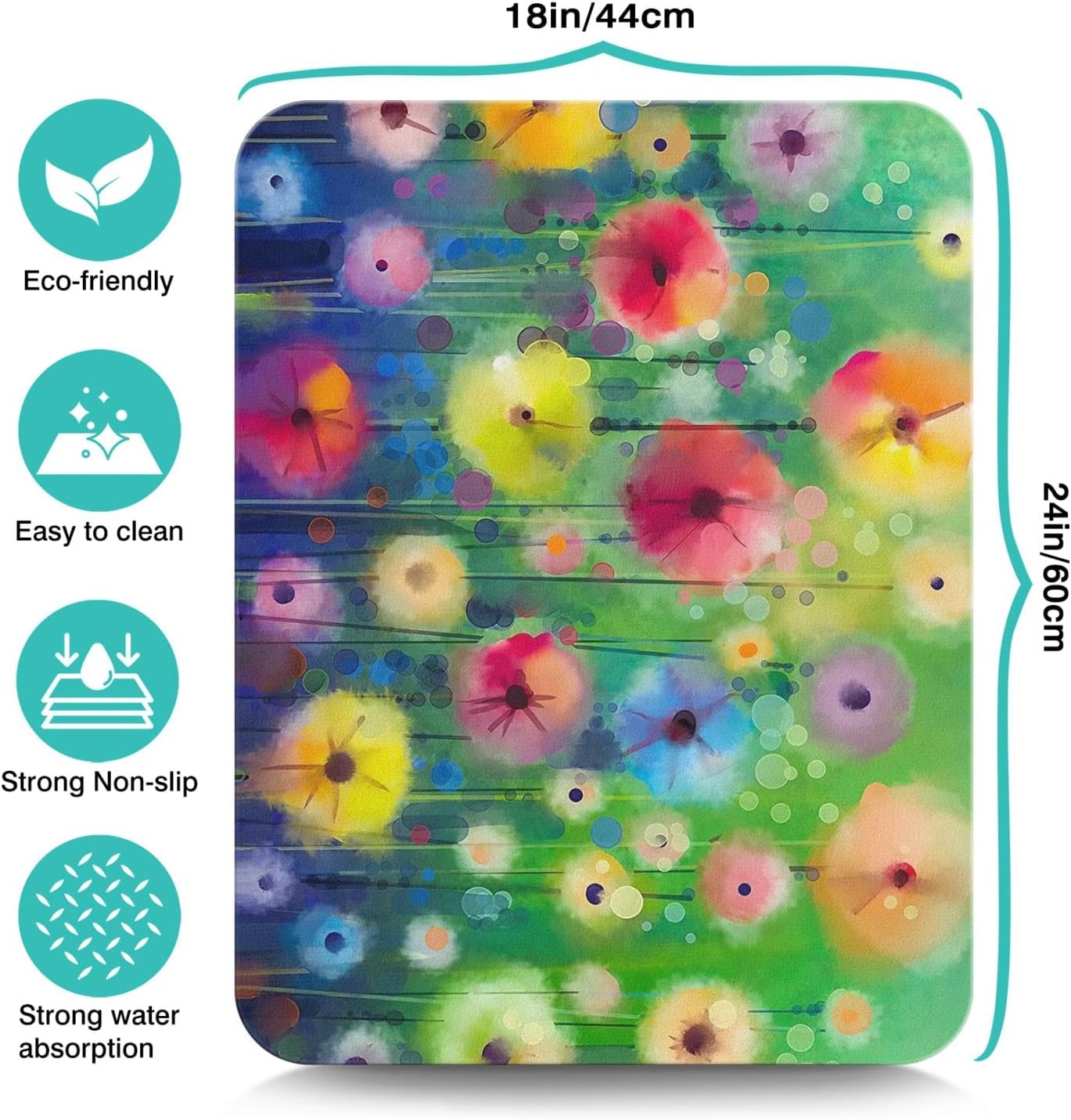 Dish Drying Mat for Kitchen Counter 24x18in Washable Quick Dish Drying Pad Rubber Backed Absorbent Draining Mat Fit Kitchen Counter,Bar,Under Sink,Dishes,Utensils,Dish Rack