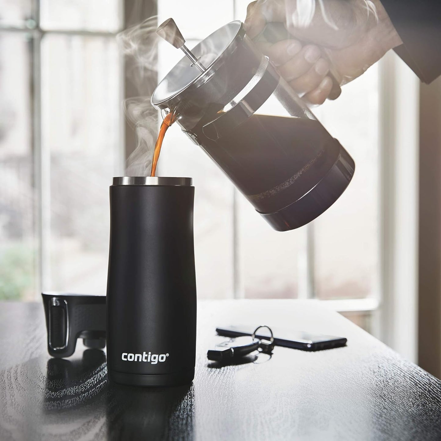 Contigo West Loop 20oz Stainless Steel Vacuum-Insulated Travel Mug Spill-Proof Keeps Drinks Hot for 5 Hours Cold for 12 Hours Perfect for Commuters and Travelers