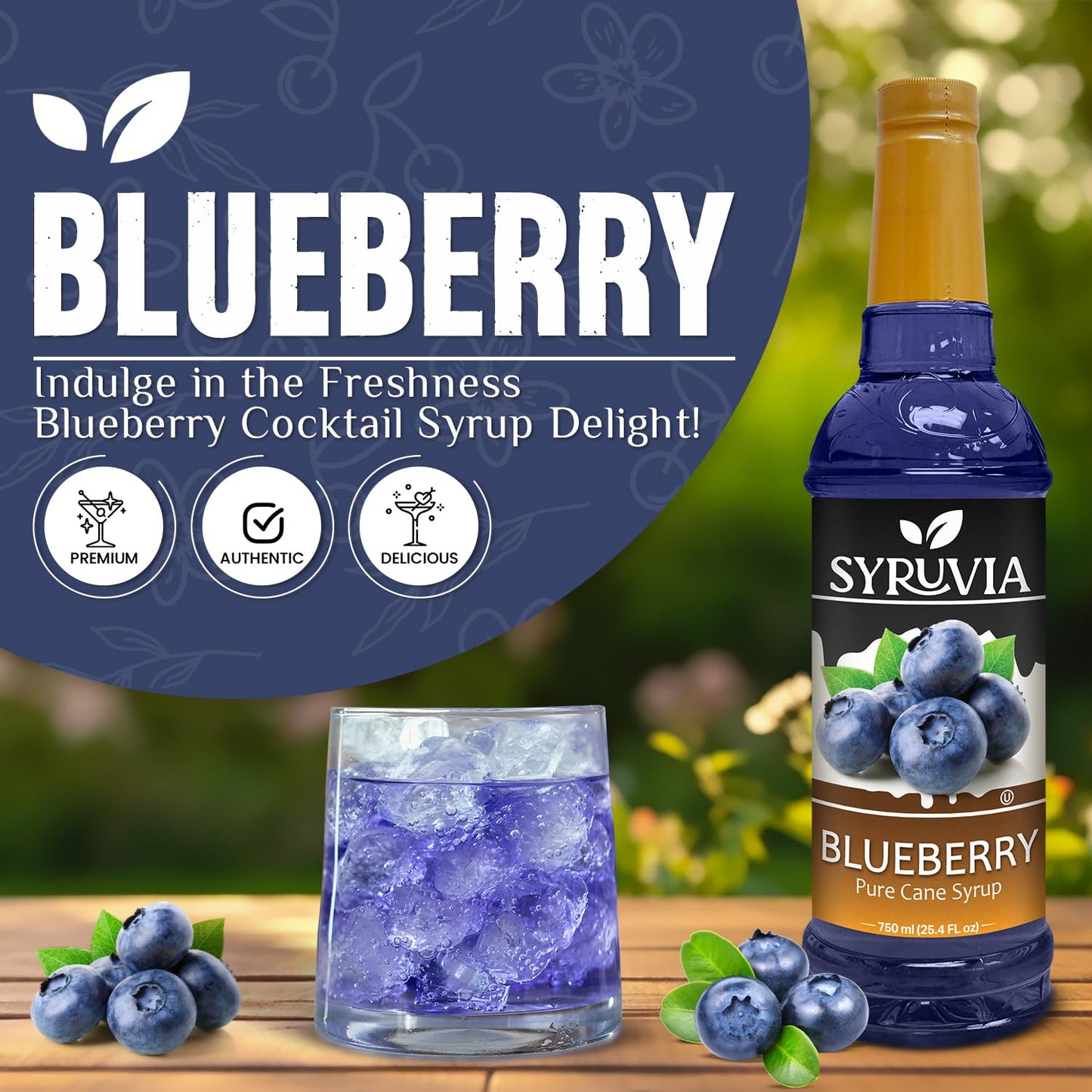 Syruvia Blueberry Syrup For Drinks 25.4 Ounces Blueberry Flavoring Syrup