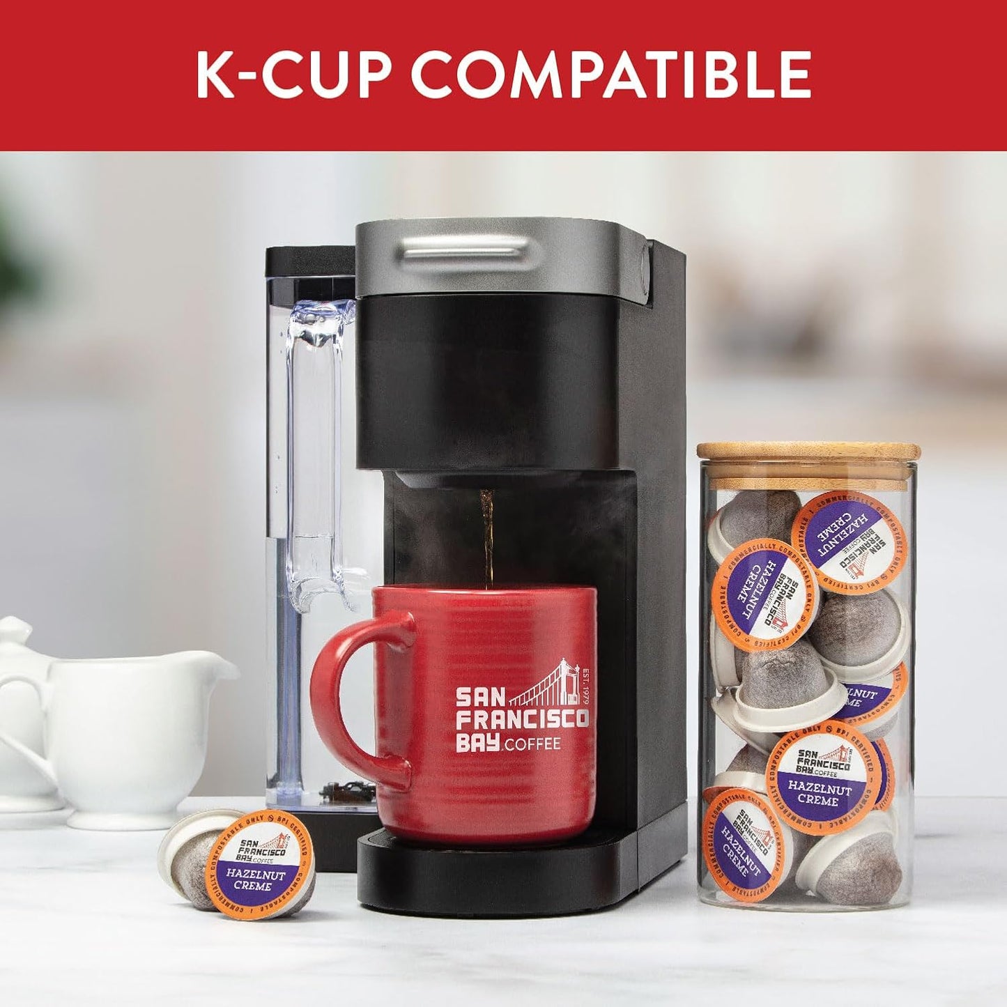 San Francisco Bay Compostable Coffee Pods - Hazelnut Crème (80 Ct) K Cup Compatible including Keurig 2.0, Flavored, Medium Roast