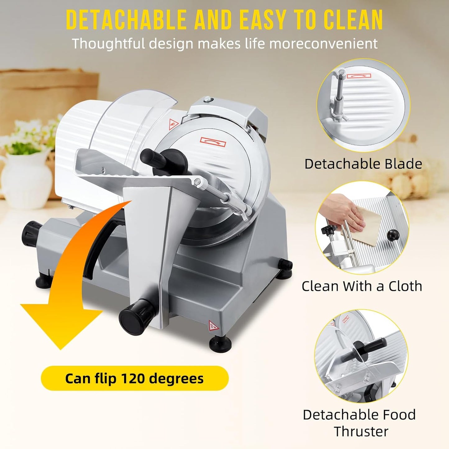 Commercial 8" Blade Meat Slicer 210W | Stainless Steel Electric Food Slicer Adjustable Thickness - Perfect for Restaurant, Deli & Home Kitchen Use