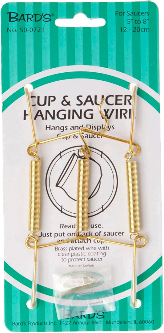 Bard's Gold-Toned Wall Mountable Tension Cup and Saucer Hanger, 8" H x 2.75" W x 1" D, Pack of 6