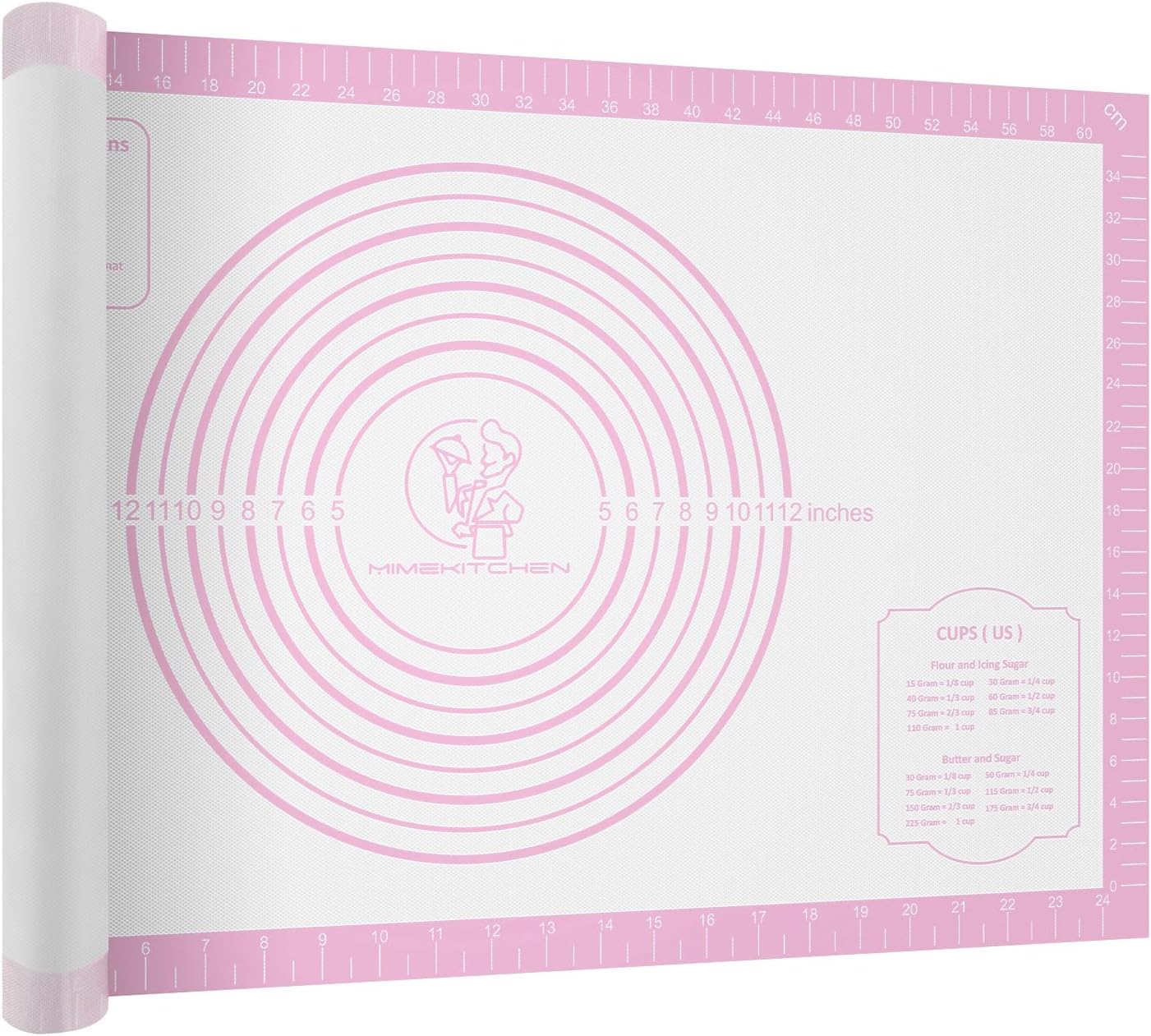 Silicone Pastry Mat for Dough Rolling, Extra Large Silicone Baking Mat with Measurements, Baking sheet for Cookies Fondant Pie Crust, Countertop Protector