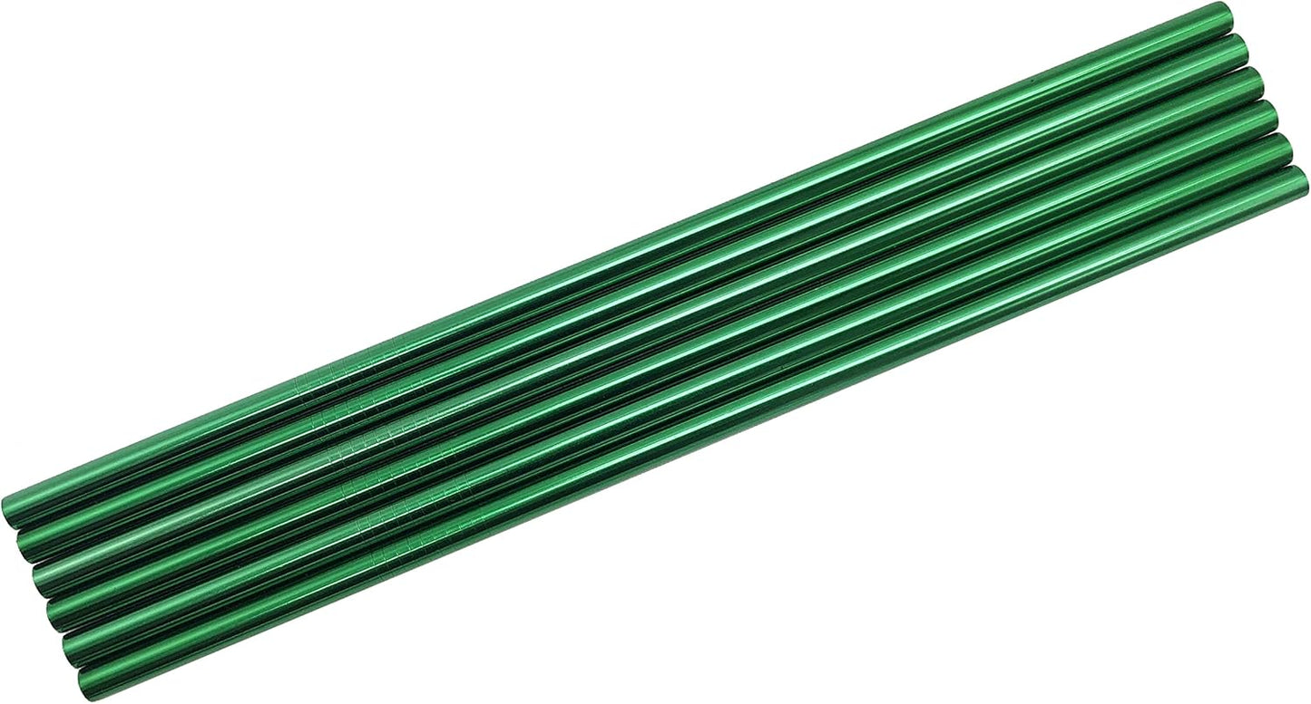 10 Pcs Stainless Steel Straws, Reusable Drinking Straws, Straight Metal Straw Sets with 2 Pcs Cleaning Brushes (8.5 Inch, Green)