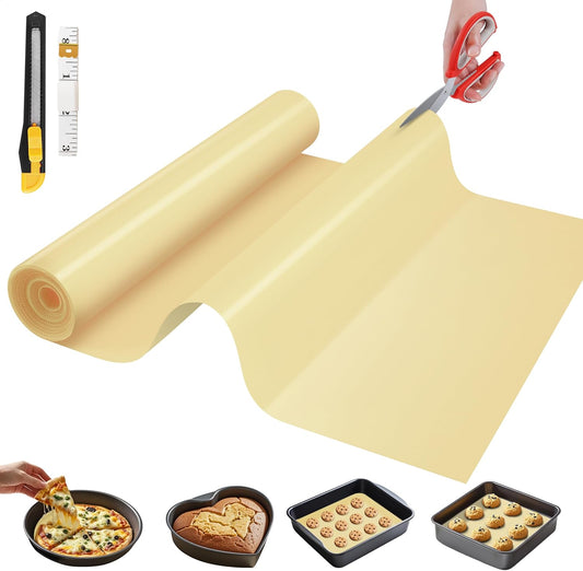 Silicone Baking Mat, 12 IN x 6 FT Free Cutting Baking Sheet,Non-Stick Reusable Dough & Pastry Mat,Non-Slip Silicone Mat Roll for Air Fryer Liner,Freeze Dryer,Oven Baking Pan,Kitchen Counter