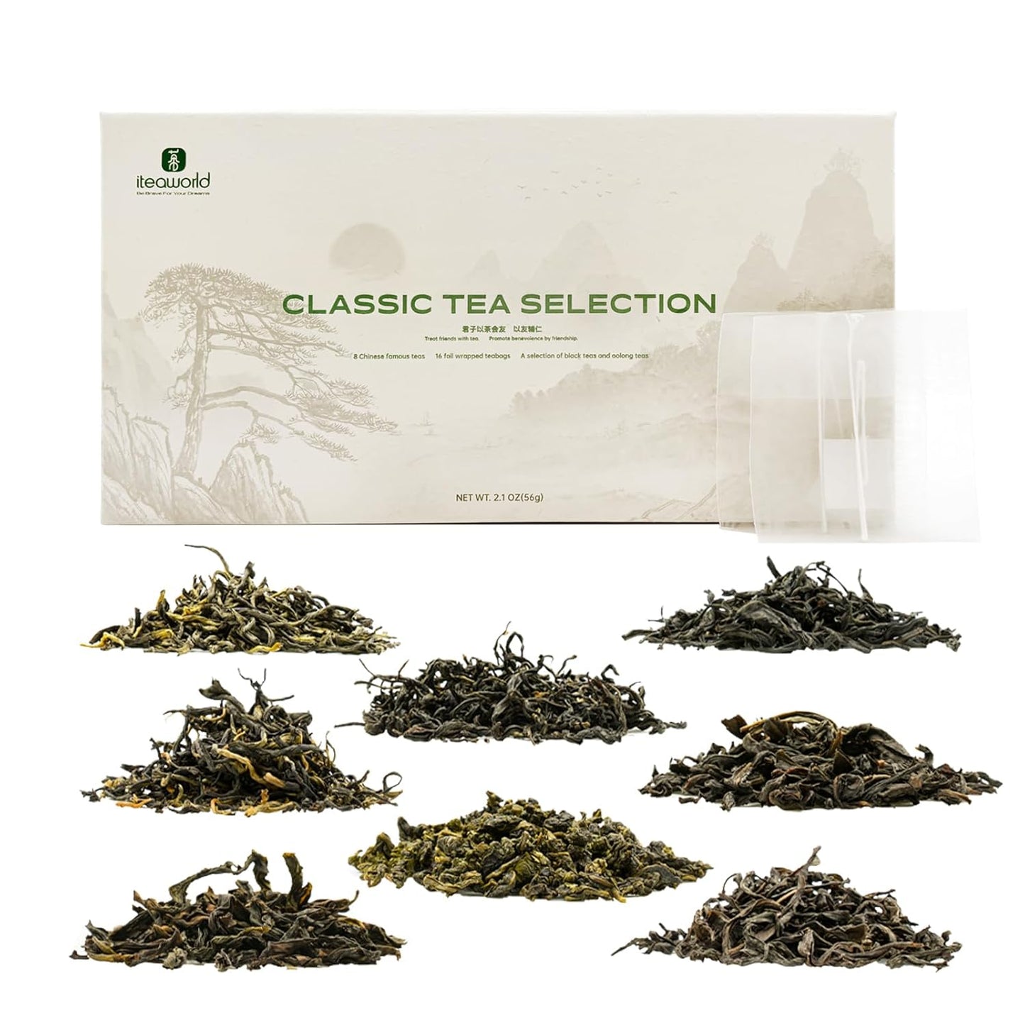 iTeaworld Loose Leaf Tea Sampler Chinese Tea Samplers, 8 Flavors Oolong Tea and Black Tea With Mediumly Caffeinated, High Mountain Tea, Sugar Free for Health Come with 20 Tea Bags, 2.1oz