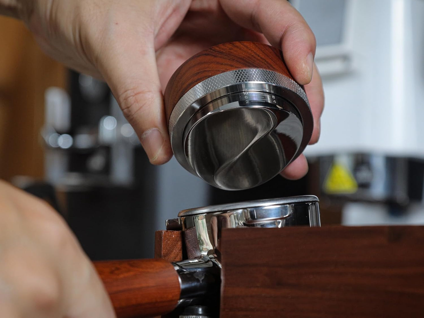 51.5mm Espresso Distribution Tool for La Pavoni Post Millenium Models Wooden Coffee Distributor Adjustable Depth Stainless Steel Espresso Leveler