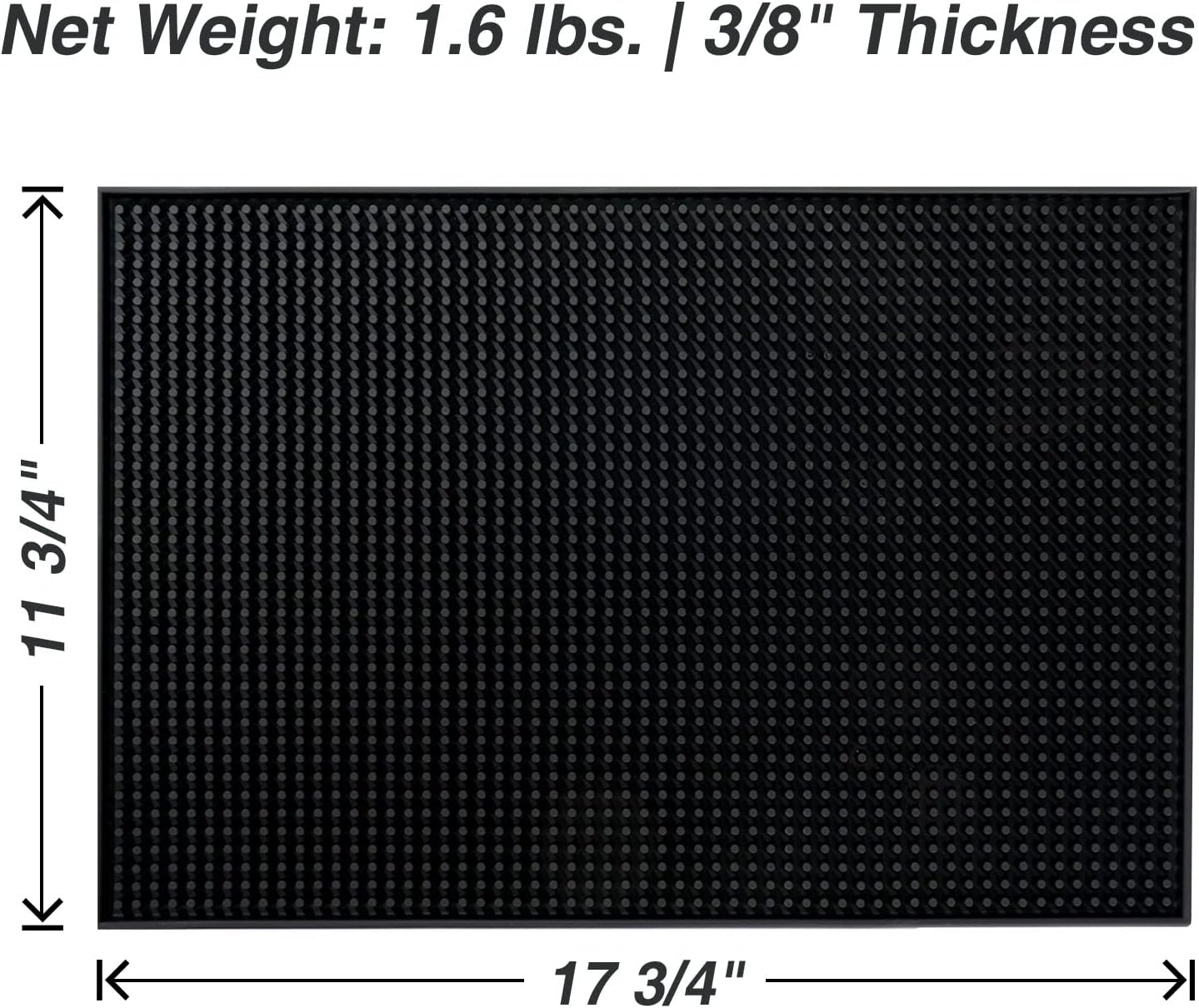 PVC Bar Service Mat for Cocktail Bartender 18x12 inches (Black)