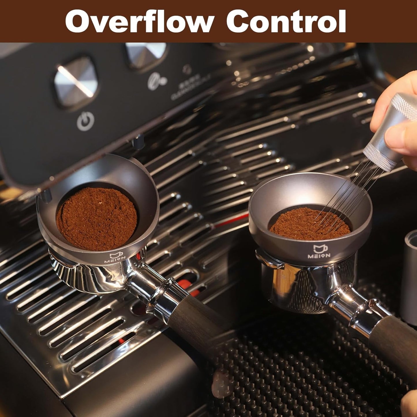 MEION 54mm Dosing Funnel for Breville Portafilters, Magnetic Espresso Dosing Funnel Coffee Funnel, Espresso Tools Espresso Accessories (54mm, Silver)