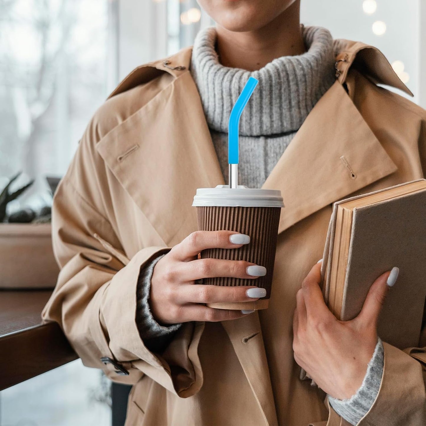 6 Pcs Silicone Straw Tips, Reusable Colorful Silicone Straw Cover Replacement Soft Rubber Flex Elbow Straws Tip for Stainless Steel Metal Straws 0.31inch Wide (8mm Outdiameter)