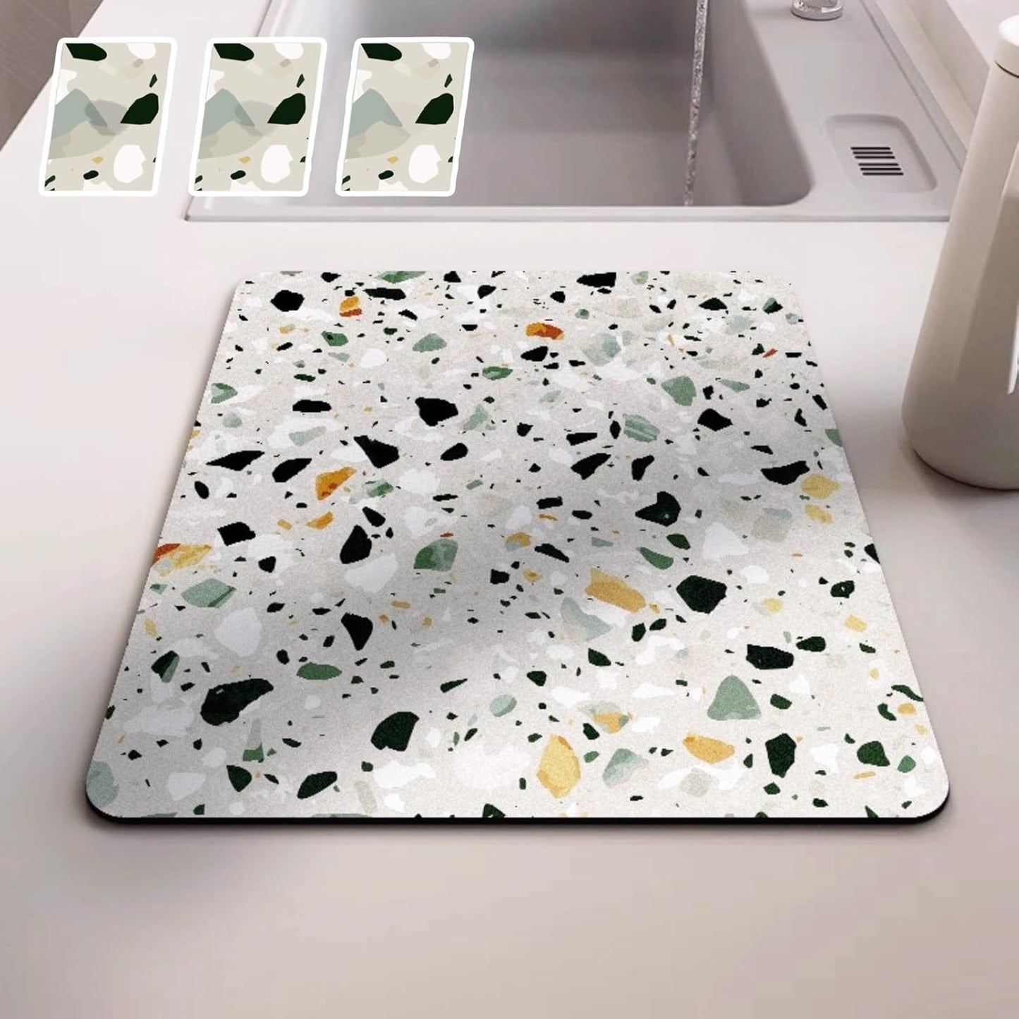 Dish Drying Mat - Absorbent Countertop Mat for Coffee Maker, Expresso Machine, Kitchen Use (03,12''×16'')