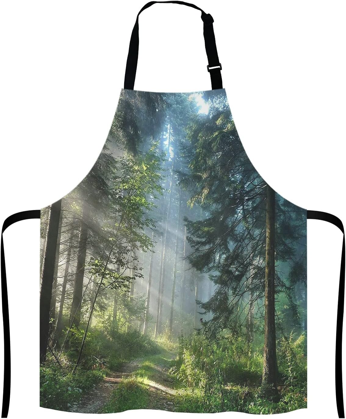 Nature Misty Bib Apron with Adjustable Neck for Men Women,Suitable for Home Kitchen Cooking Waitress Chef Grill Bistro Baking BBQ Cobbler Apron