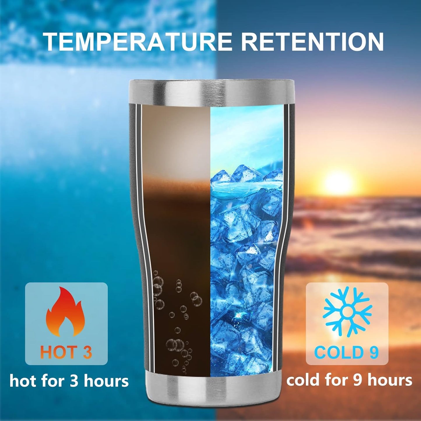 DOMICARE 20oz Tumbler with Lid Stainless Steel Tumblers Bulk, Double Wall Vacuum Insulated Coffee Travel Mug Powder Coated Tumbler, Black