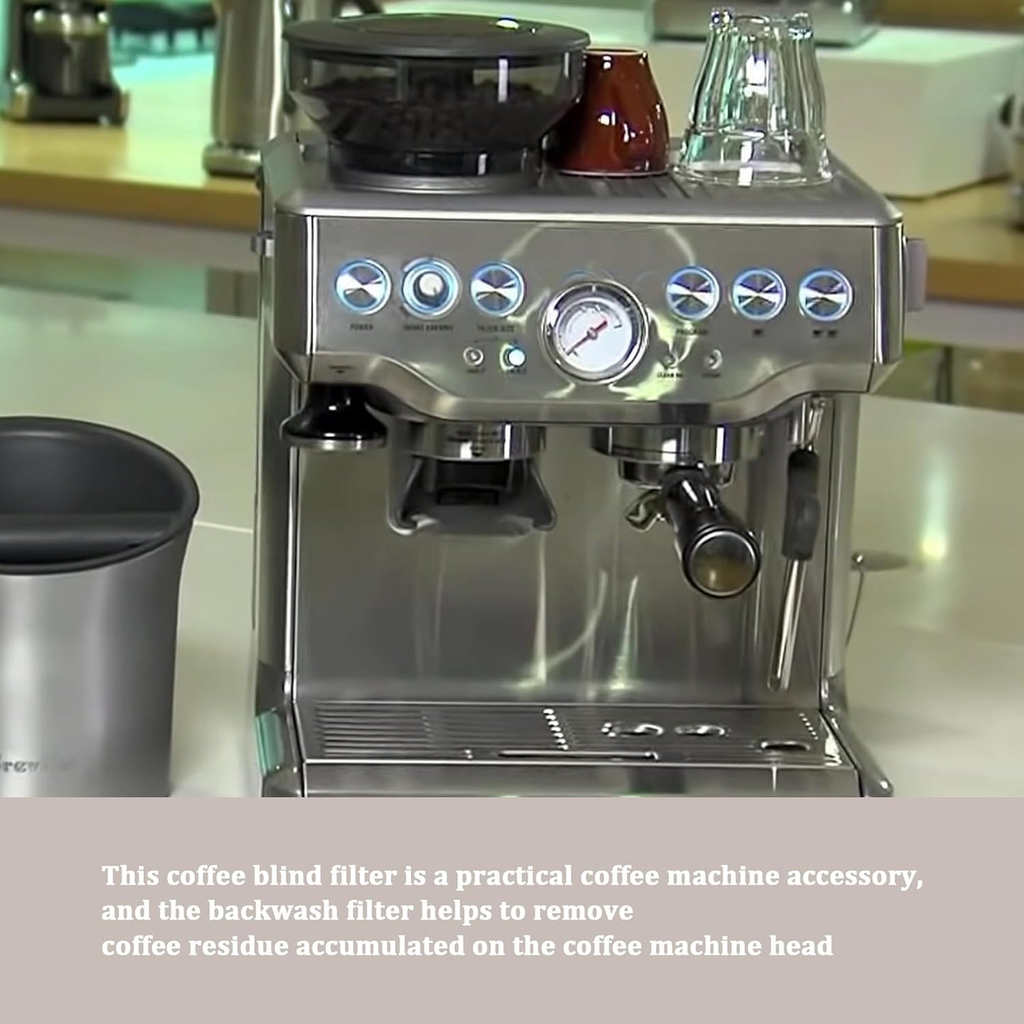 58mm Backflush Inser, Backflush Filter Espresso, Stainless Steel Back Flush Blind Filter Basket Fits for Breville Gaggia Classic and other Espresso Machines Espresso Cleaning Disc (2-Piece Set)