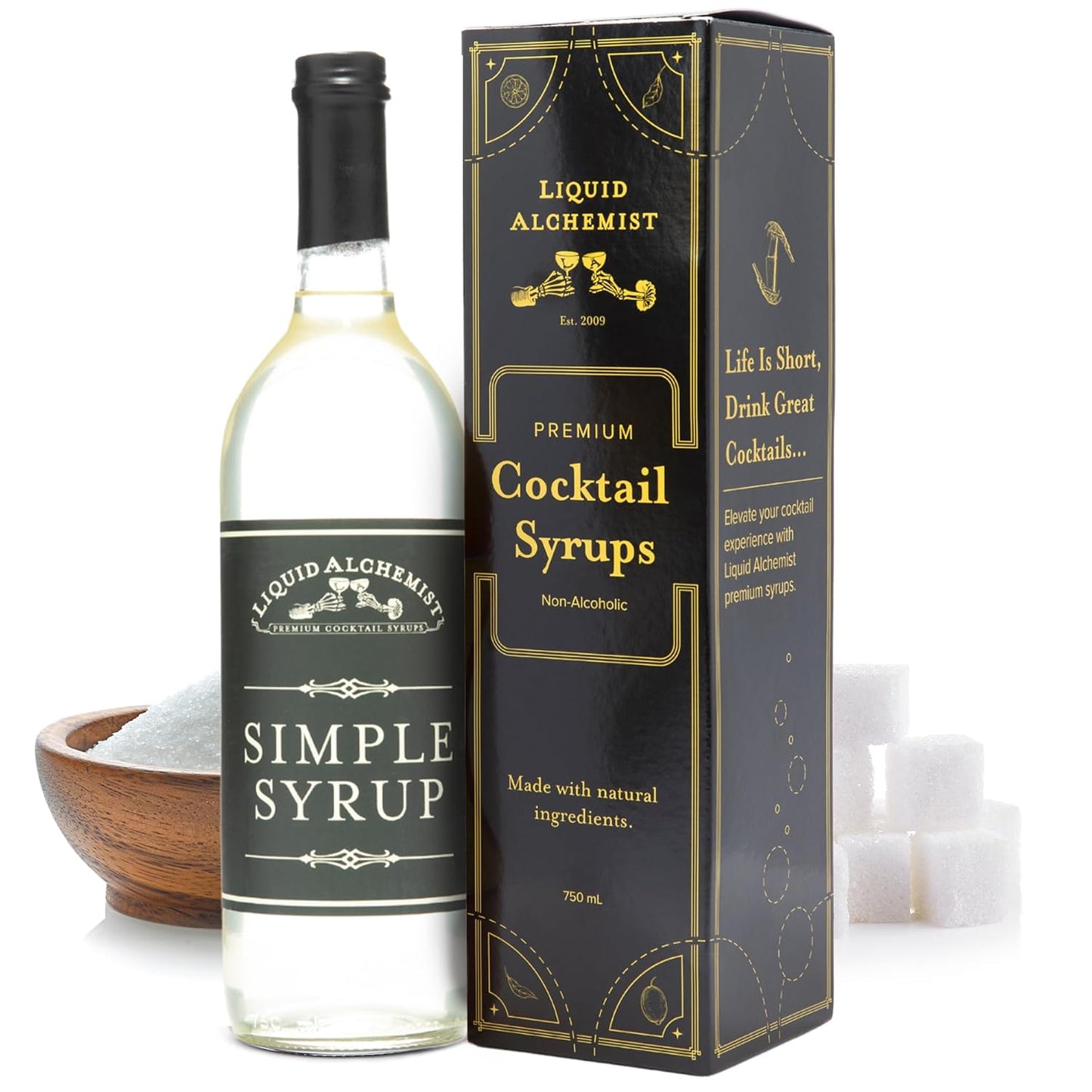 Liquid Alchemist Simple Syrup for Cocktails - Real Ingredients Make our Simple Sugar Syrup the Perfect Old Fashioned Mix - Non-GMO, Gluten Free & Vegan (25 oz)