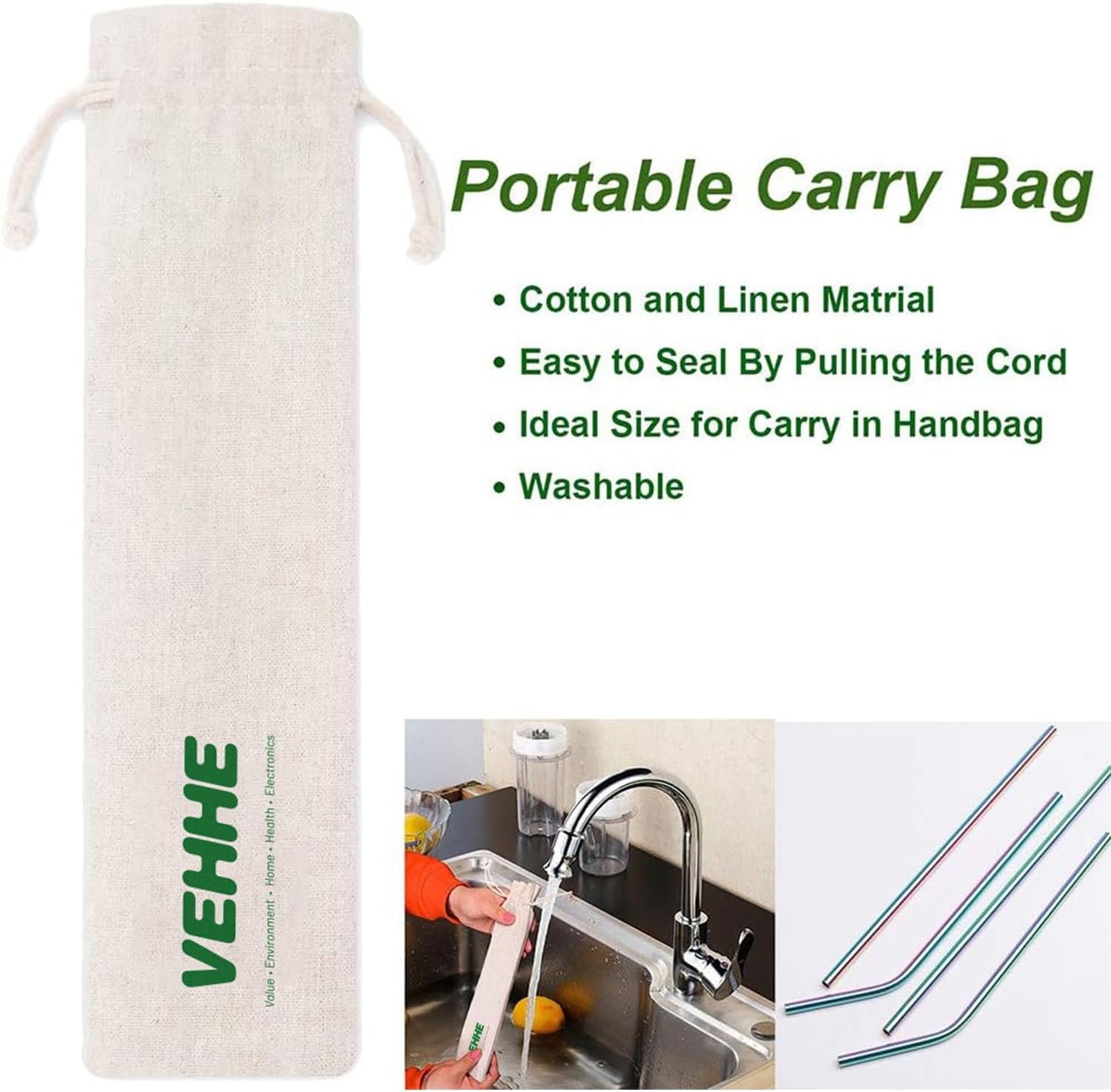 VEHHE Metal Straw Stainless Steel Straws Drinking Reusable Straws 4 Set -10.5" Ultra Long Rainbow Color-Cleaning Brush for 20/30 Oz for Yeti RTIC SIC Ozark Trail Tumblers (2 Straight|2 Bent|1 Brush)