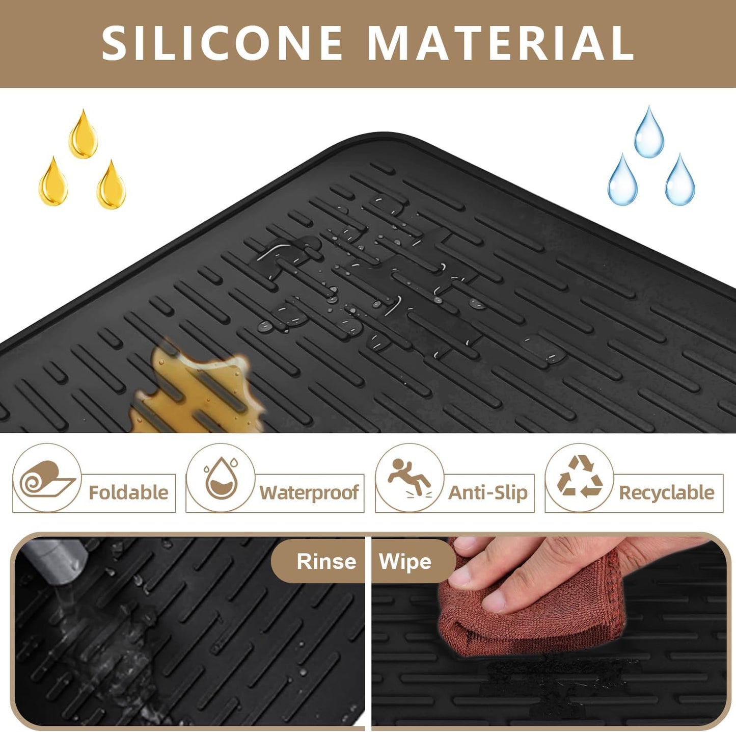 Golener Silicone Stove Cover - 36.5" x 20.5" Electric Stove Protector, Food Grade, Foldable, Easy Clean, Heat-resistant Silicone Mat for Glass, Black