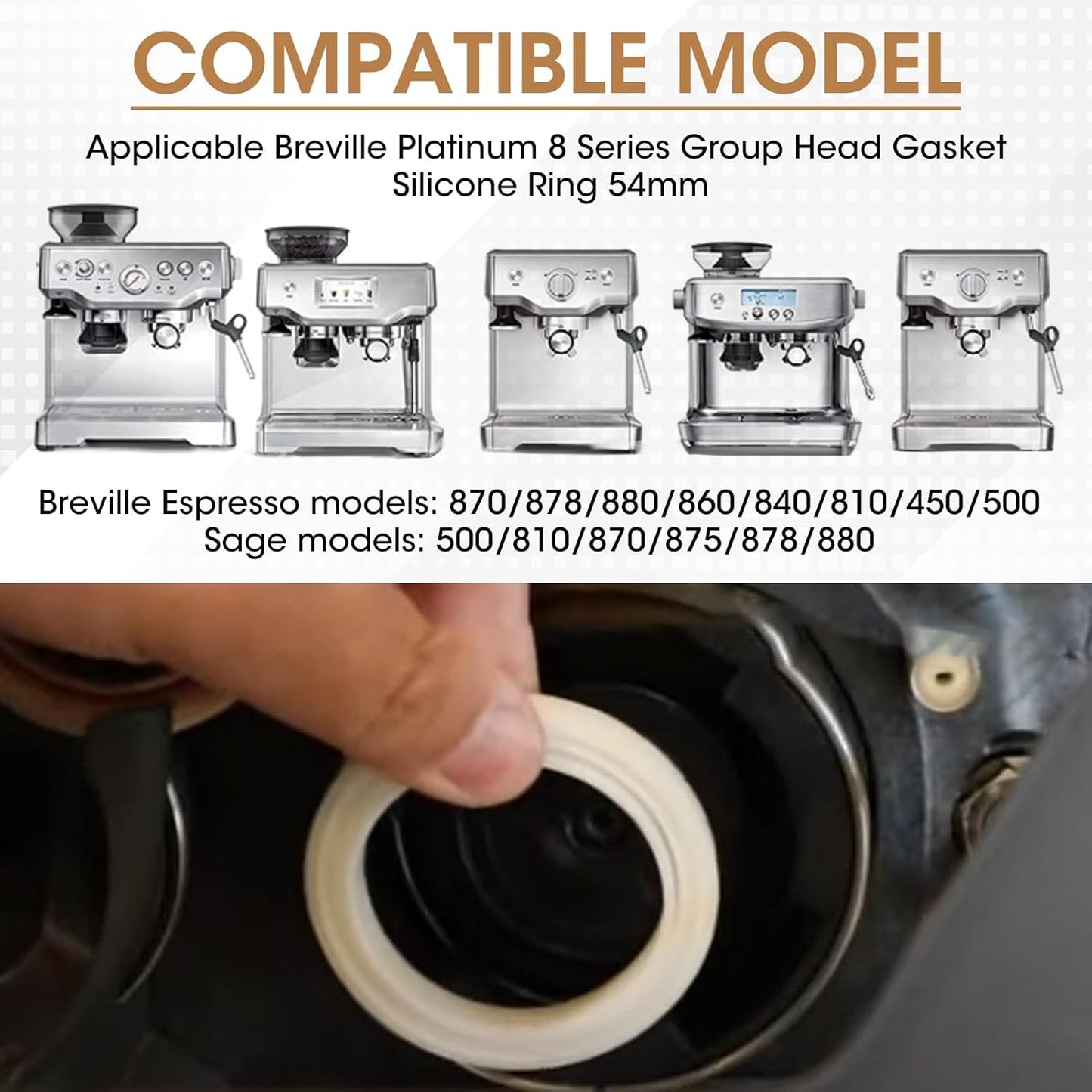 2PCS Gasket Replacement Parts for Breville,54mm Silicone Steam Ring Compatible with Breville Espresso Machine 878/870/860/880, Sage Espresso Machine Parts, Replacement Felt Washer for Breville