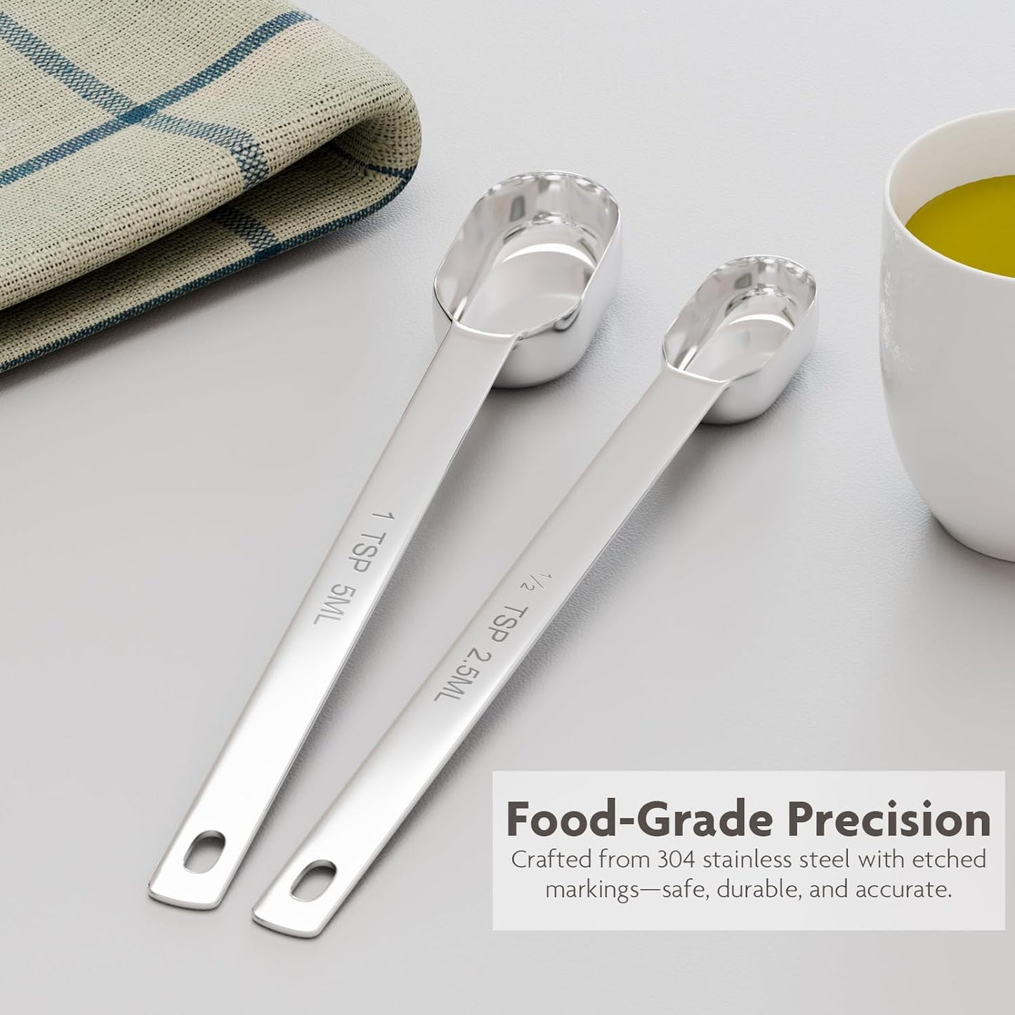 1g (1/2tsp|2.5ml) Matcha Scoop, Stainless Steel Slender Measuring Spoon for Matcha Tea Powder